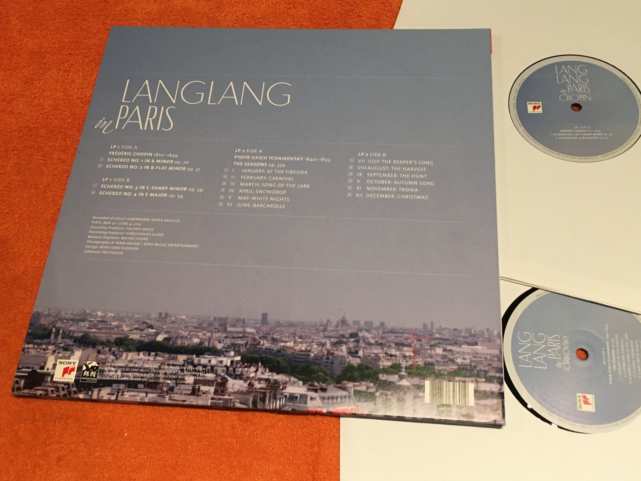 Omslagsbild för skivan LANG LANG in Paris 2xLP 2015 SONY CLASSICAL 88875132601