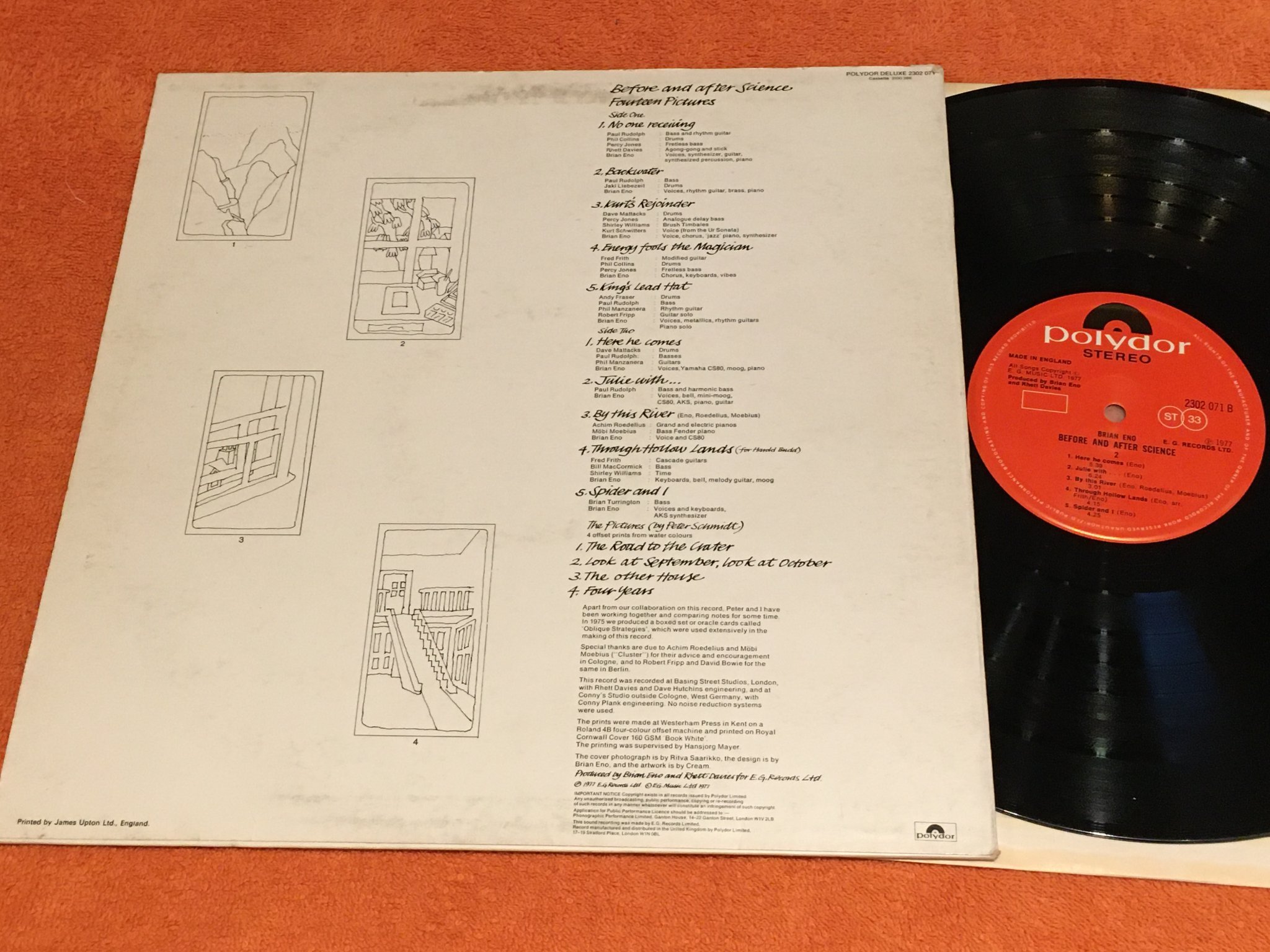 Omslagsbild för skivan BRIAN ENO Before And After Science LP -77 UK POLYDOR 2302 071 