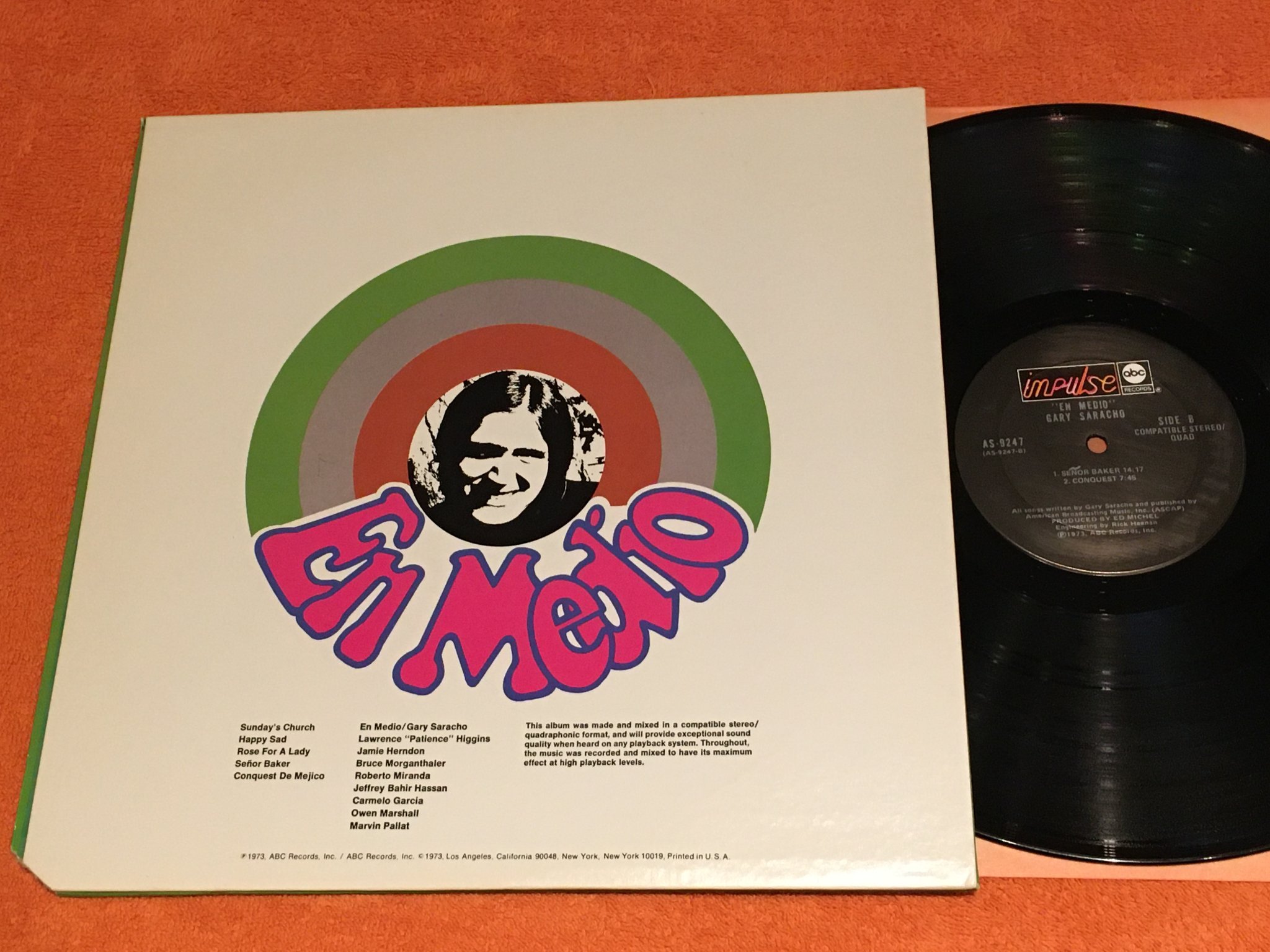 Omslagsbild för skivan GARY SARACHO en medio LP -73 US IMPULSE latin jazz 