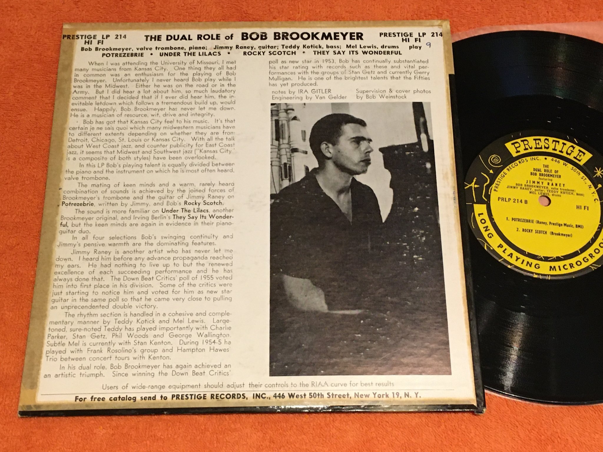 Omslagsbild för skivan BOB BROOKMEYER the dual role of 10”LP -55 US PRESTIGE PRLP 214 rare!!!