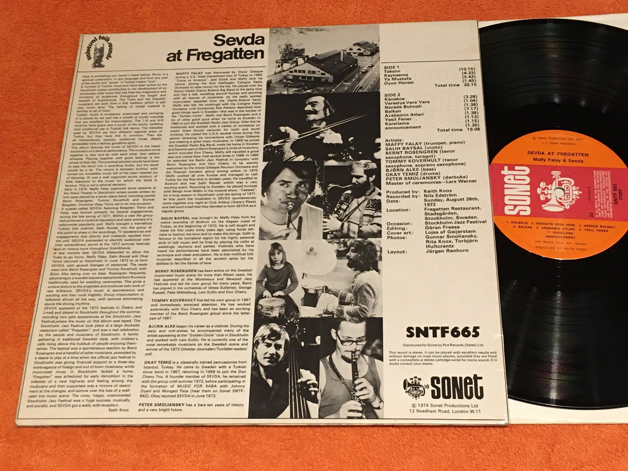 Omslagsbild för skivan MAFFY FALAY & SEVDA Live At Fregatten LP -74 UK SONET SNTF 665 