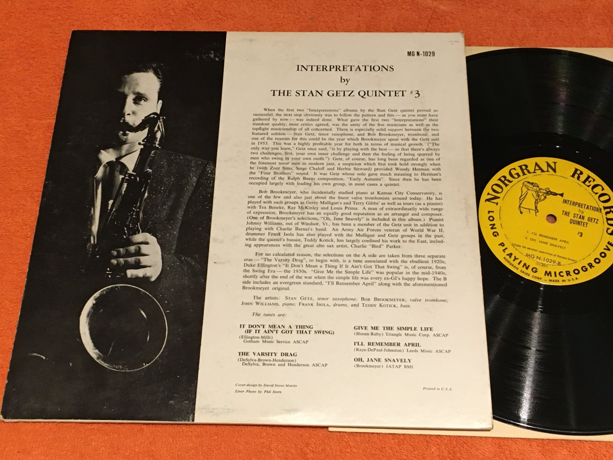 Omslagsbild för skivan STAN GETZ QUINTET Interpretations by… LP -55 US NORGRAN MG N 1029