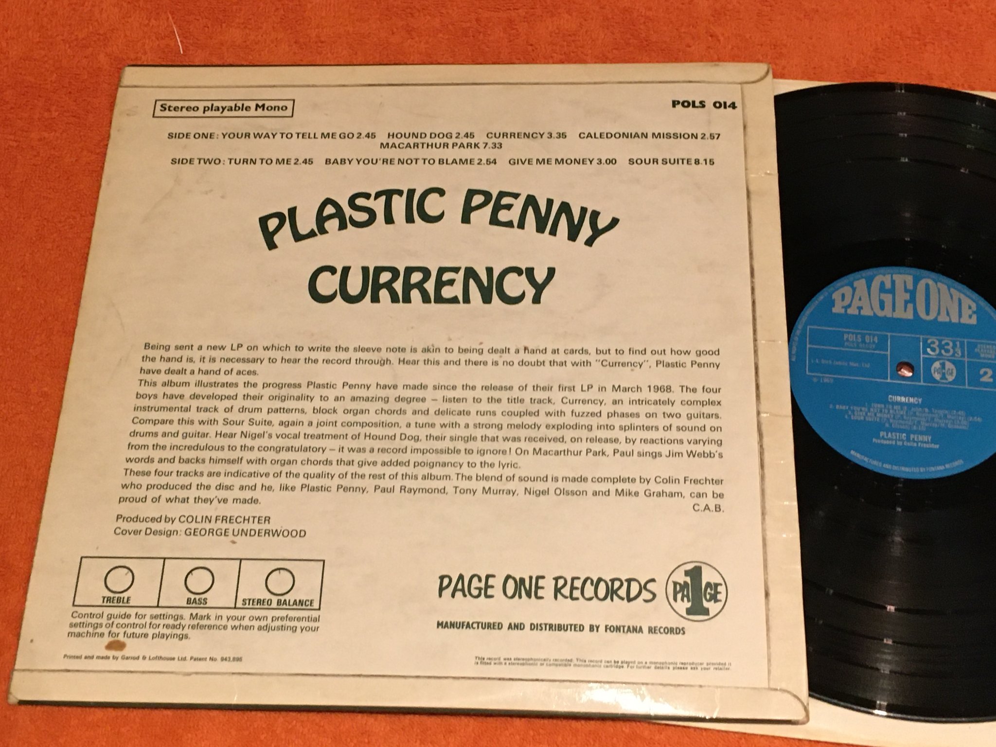 Omslagsbild för skivan PLASTIC PENNY Currency LP -69 UK PAGE ONE POLS 014 psych RARE
