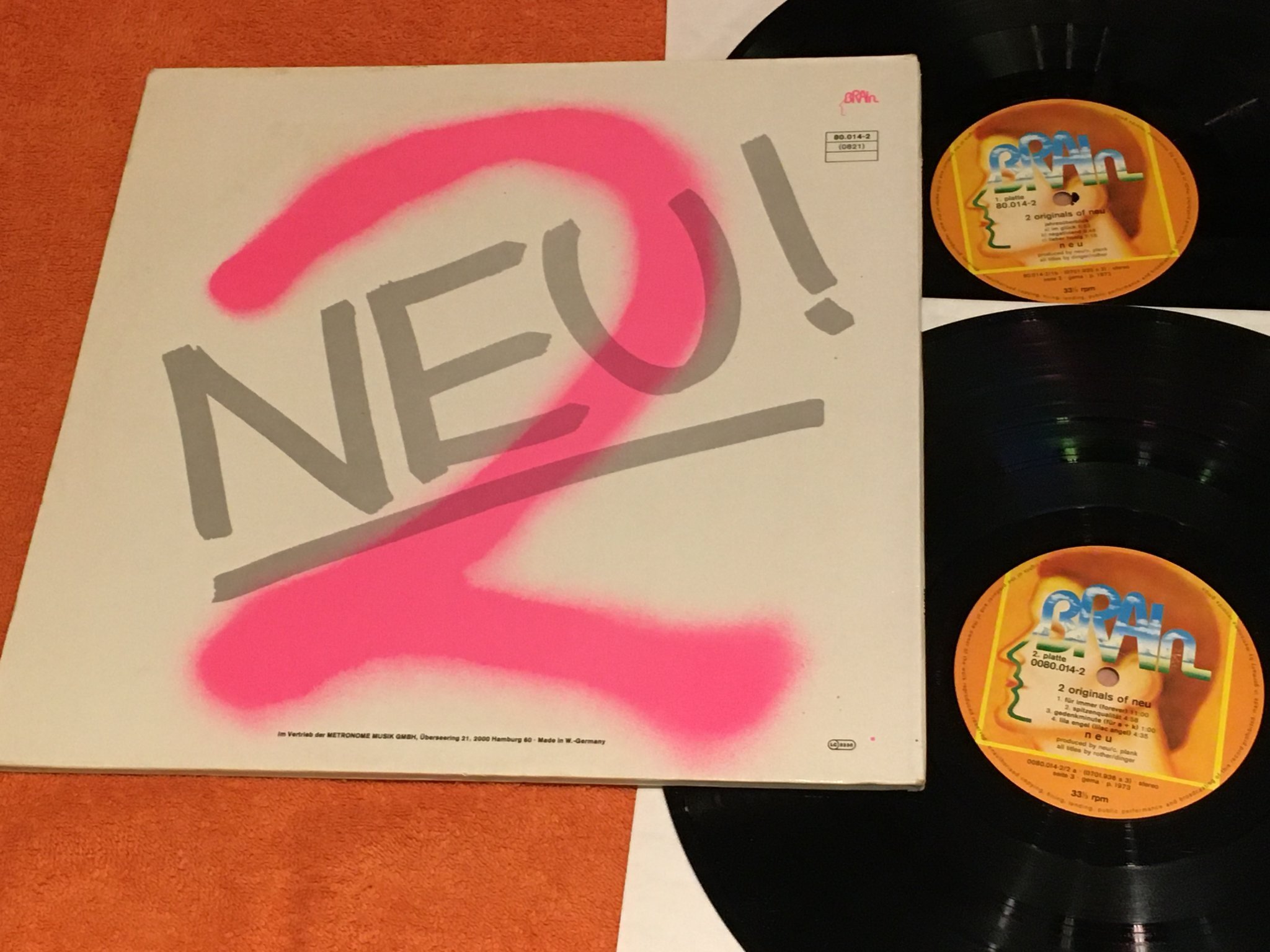 Omslagsbild för skivan NEU! 2 originals of Neu 2xLP Ger BRAIN 80.014-2 