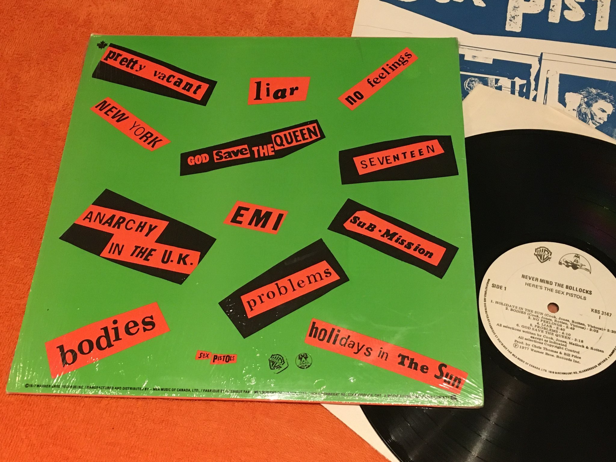 Omslagsbild för skivan SEX PISTOLS Never Mind The Bollocks LP Canada VIRGIN KBS 3147