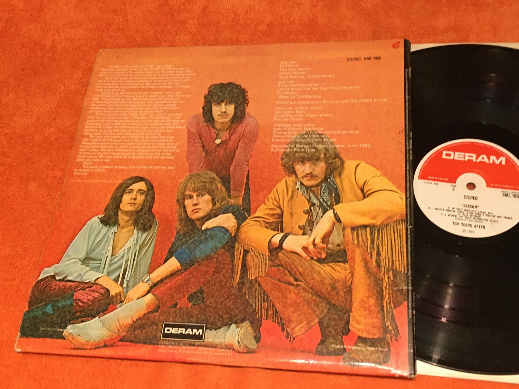 Omslagsbild för skivan TEN YEARS AFTER ssssh LP -69 UK DERAM SML 1052