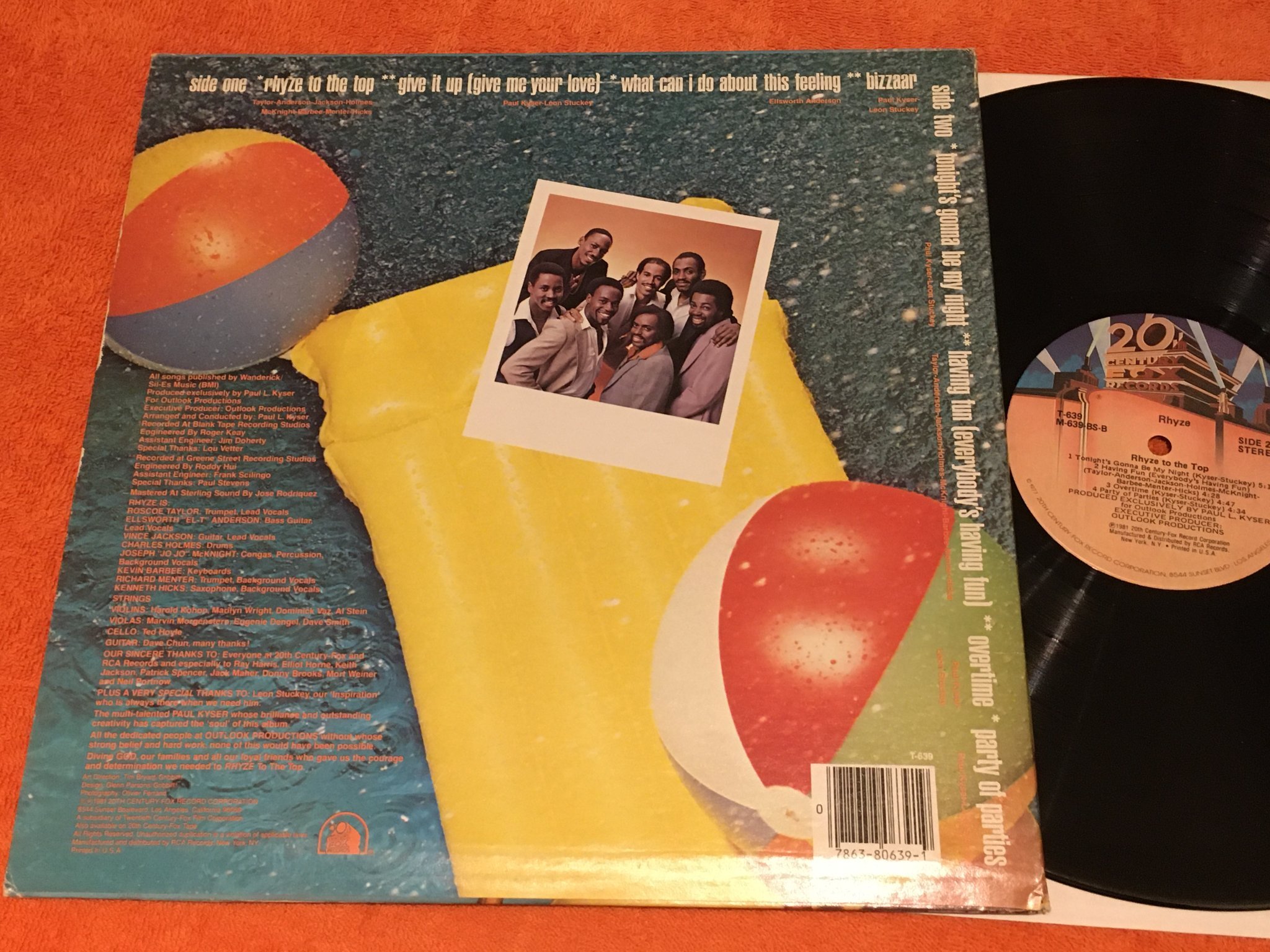 Omslagsbild för skivan RHYZE Rhyze to the top LP -81 US 20TH CENTURY FOX T-639 funk