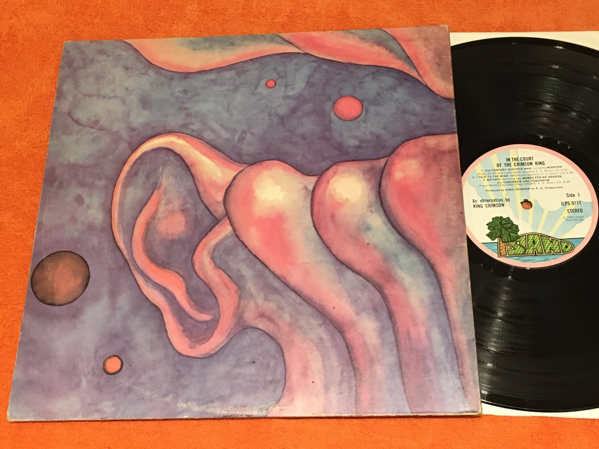 Omslagsbild för skivan KING CRIMSON In The Court Of The… LP -69/70 UK ISLAND  ILPS 9111