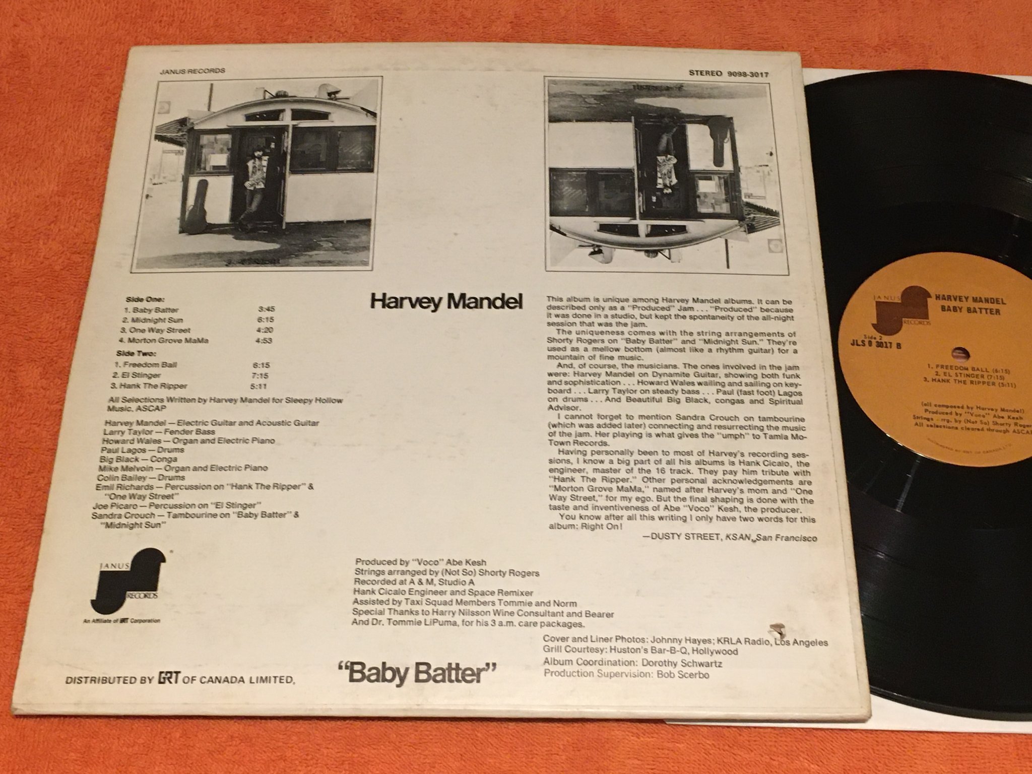 Omslagsbild för skivan HARVEY MANDEL Baby Batter LP -71 Can JANUS 9098-3017