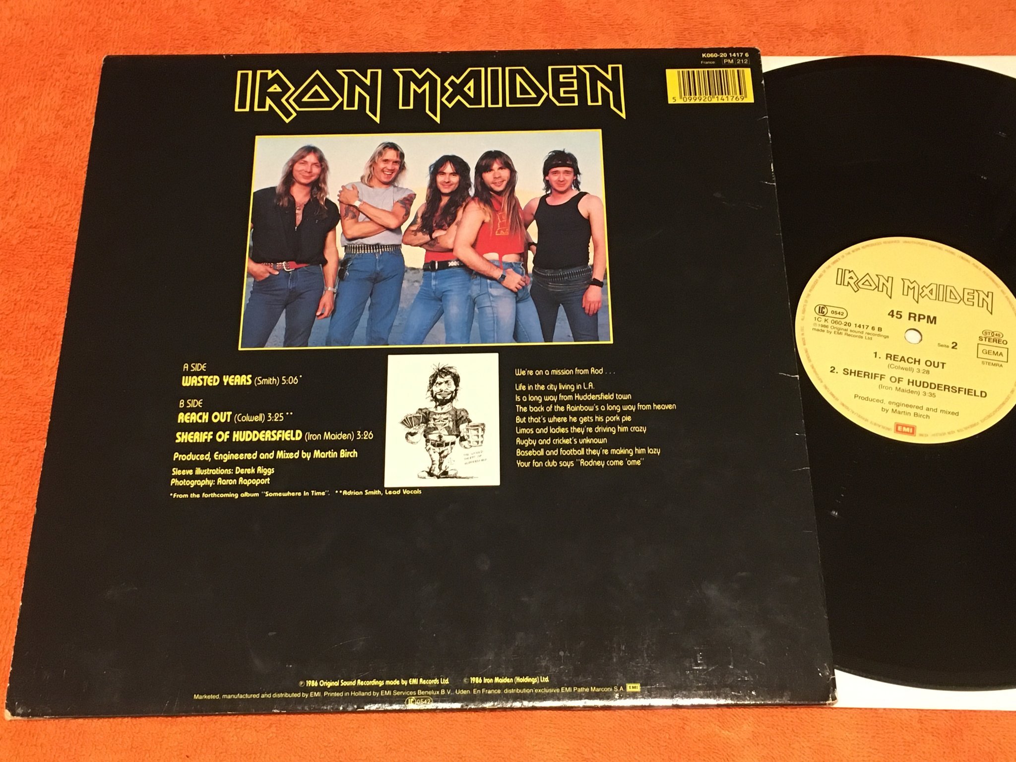 Omslagsbild för skivan IRON MAIDEN Wasted Years 12”MAXI -86 EMI 1C K 060-2014176