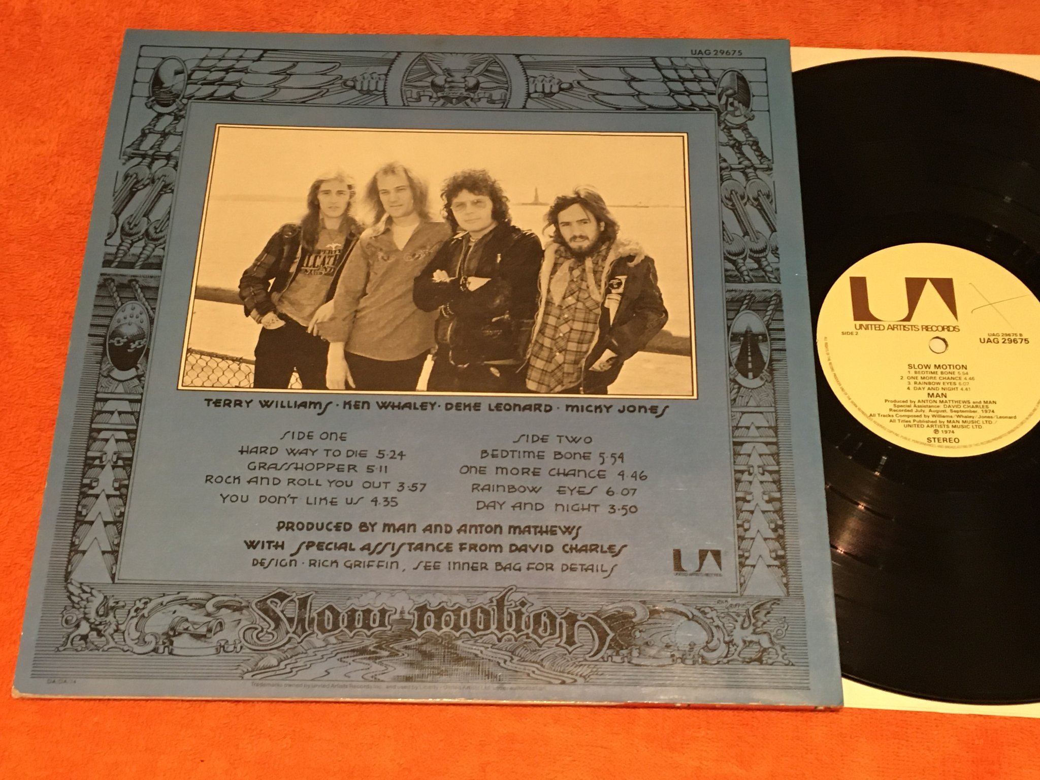 Omslagsbild för skivan MAN slow motion LP -74 UK UNITED ARTISTS UAG 29675