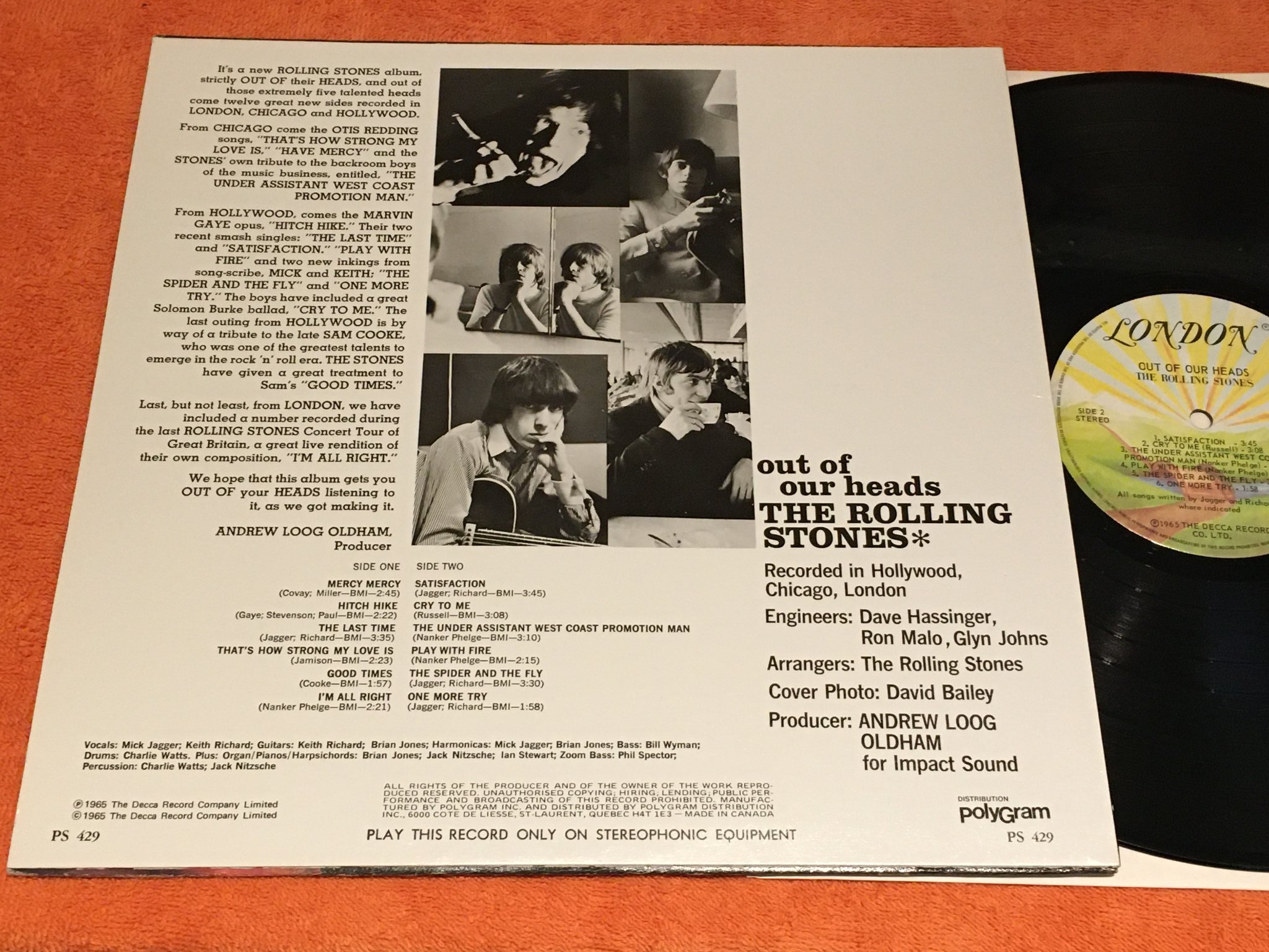 Omslagsbild för skivan ROLLING STONES out of our heads LP Can LONDON PS 429