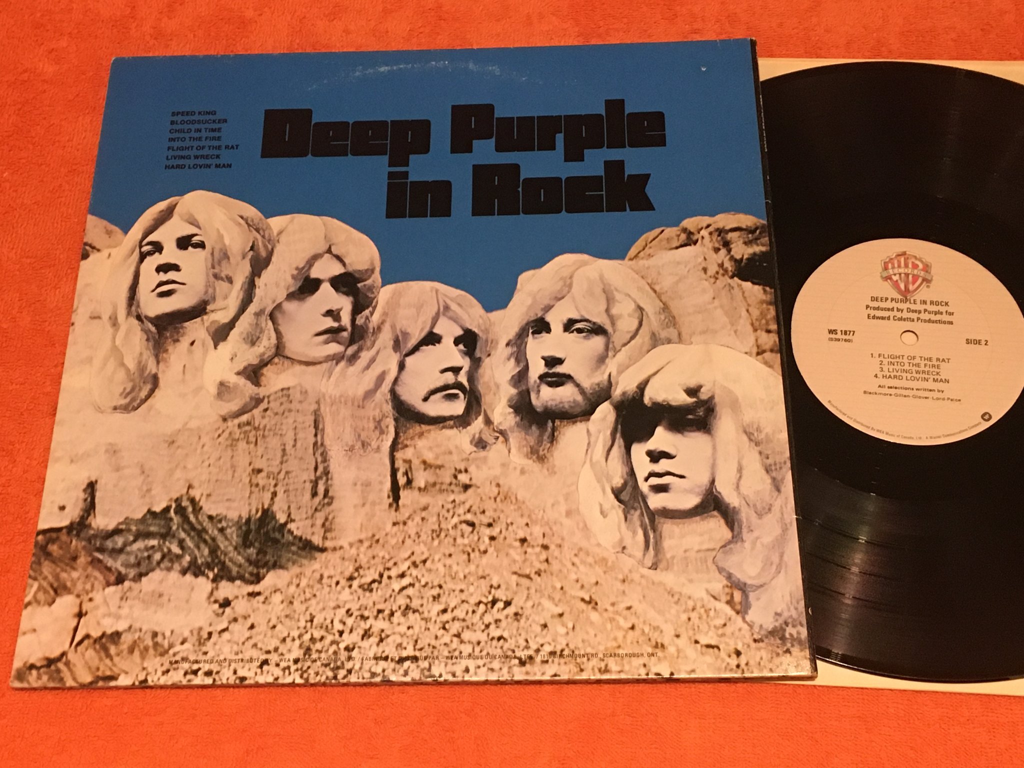 Omslagsbild för skivan DEEP PURPLE in rock LP Can WARNER BROS WS 1877