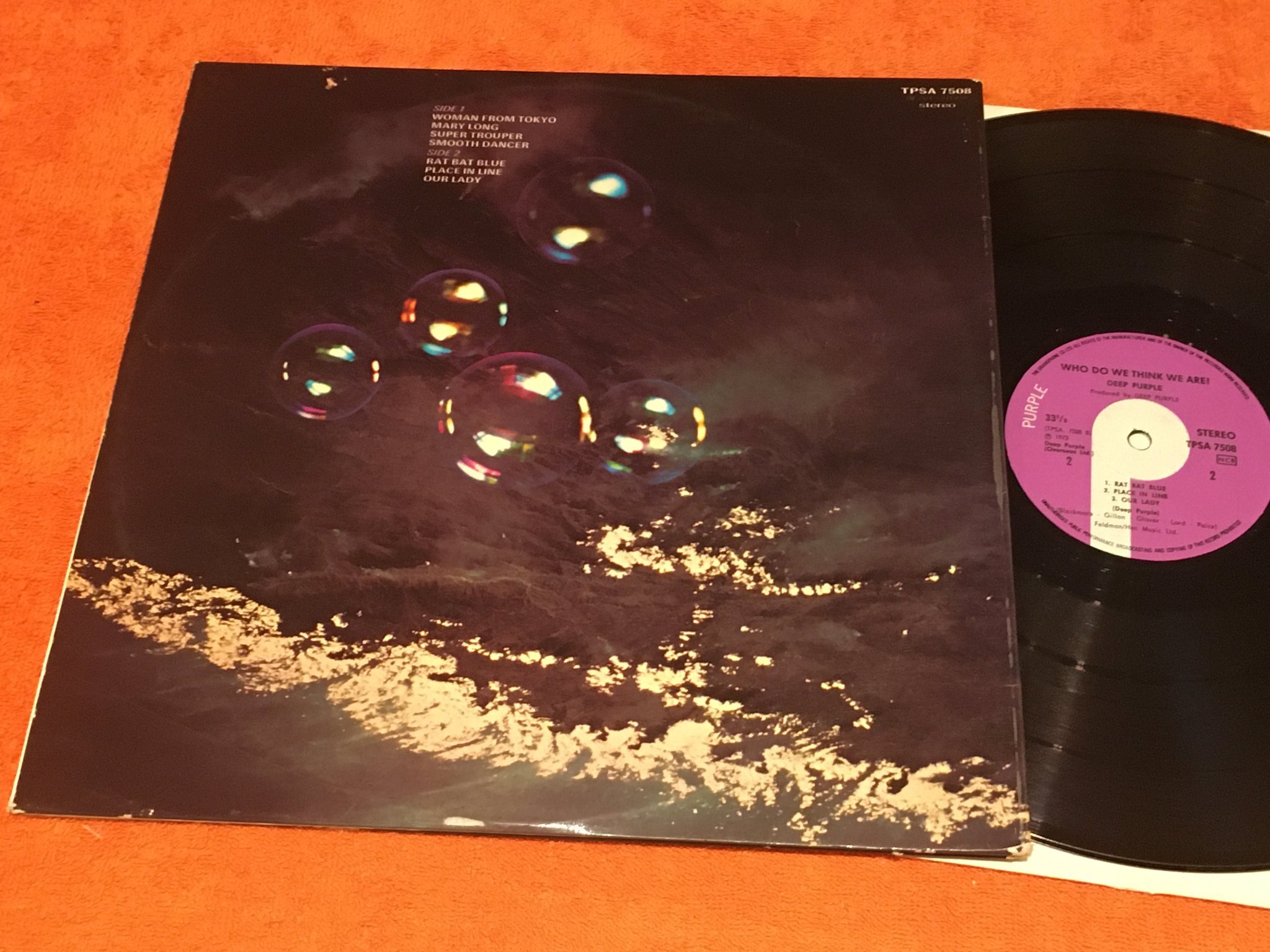 Omslagsbild för skivan DEEP PURPLE who do we think we are LP -73 Swe PURPLE TPSA 7508