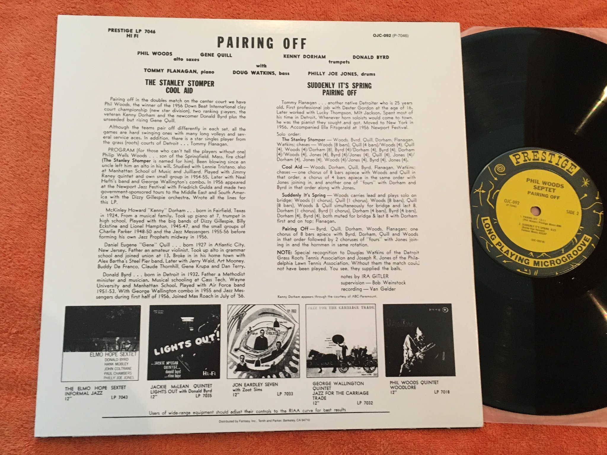 Omslagsbild för skivan PHIL WOODS Pairing Off LP US ORIGINAL JAZZ CLASSICS OJC 092 