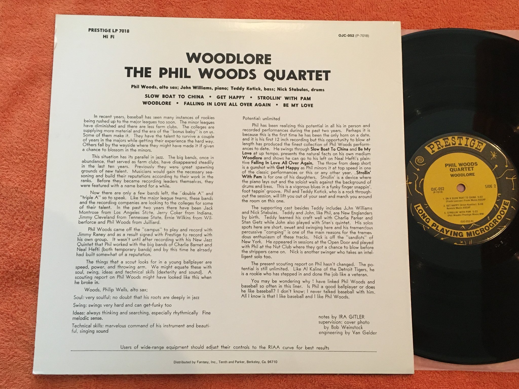 Omslagsbild för skivan PHIL WOODS QUARTET woodlore LP US ORIGINAL JAZZ CLASSICS OJC 052 