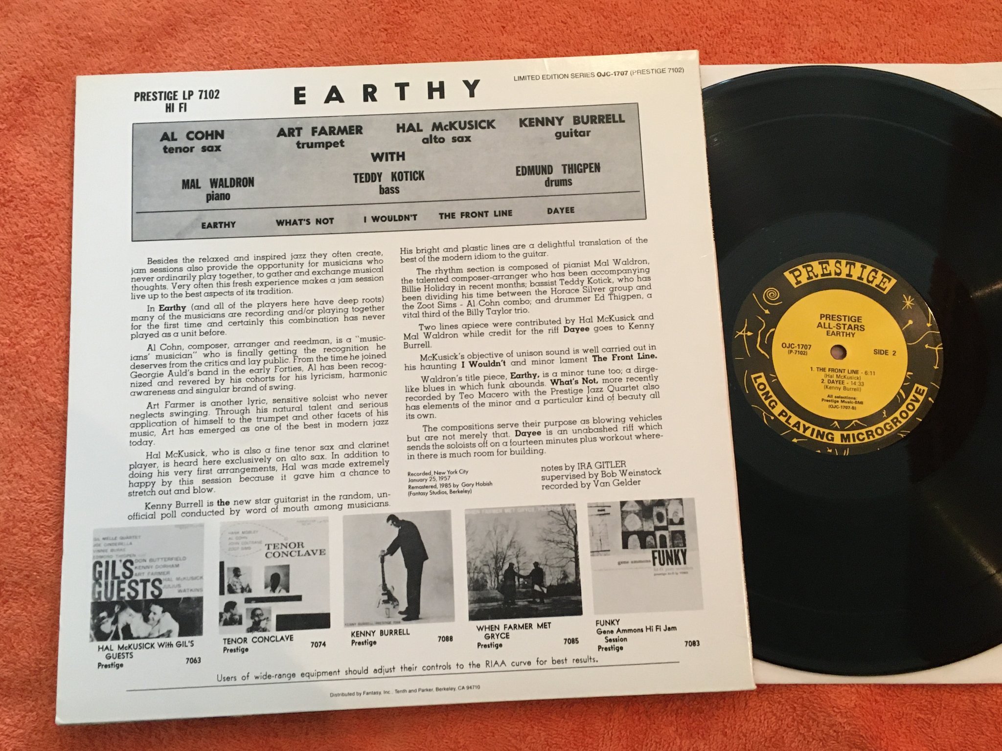 Omslagsbild för skivan PRESTIGE ALL-STARS earthy LP US ORIGINAL JAZZ CLASSICS OJC 1707 