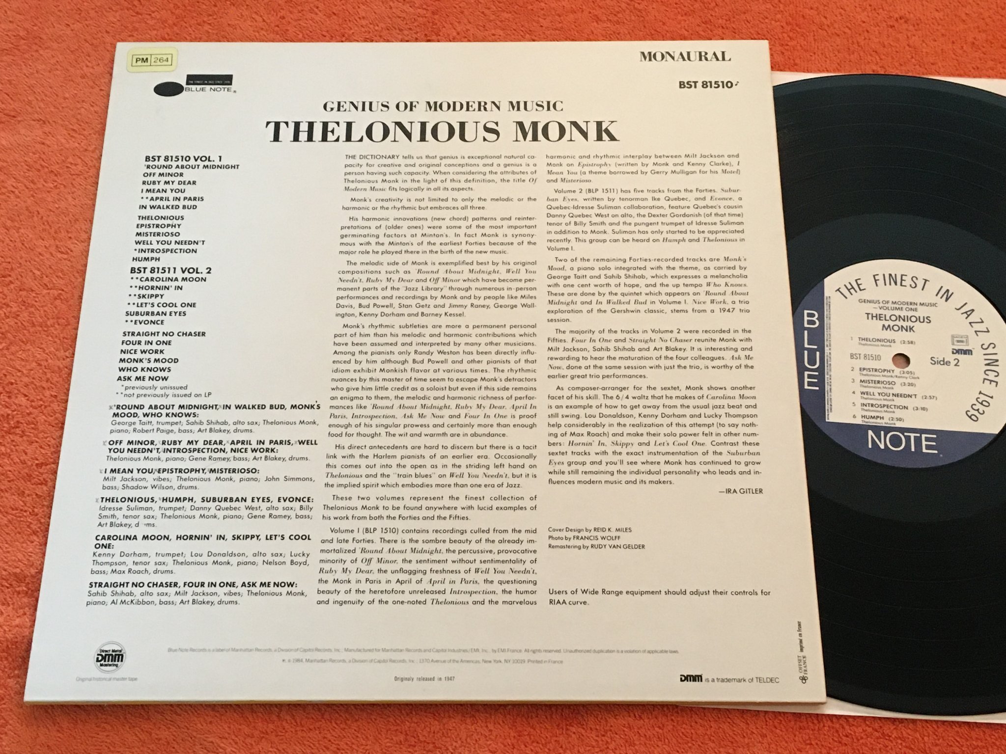 Omslagsbild för skivan THELONIOUS MONK volume one LP Fra BLUE NOTE BST 81510