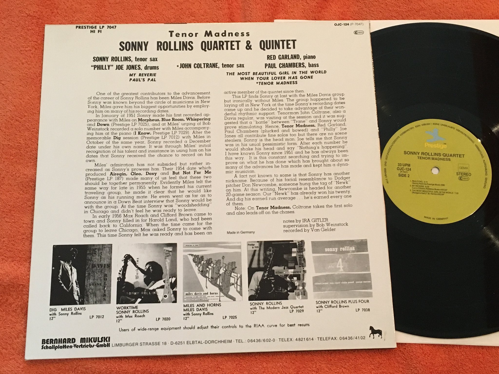 Omslagsbild för skivan SONNY ROLLINS tenor madness LP  ORIGINAL JAZZ CLASSICS OJC 124