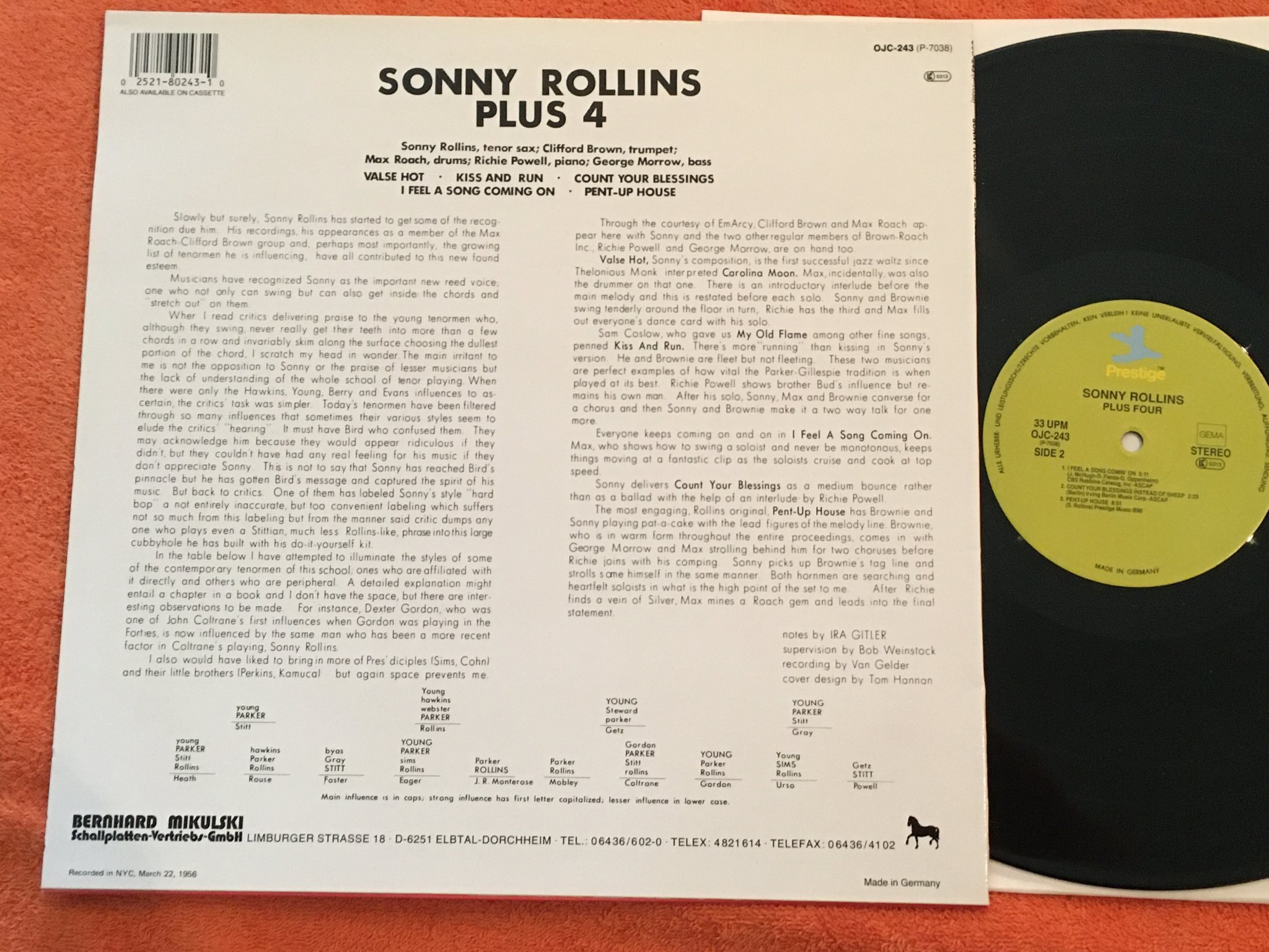 Omslagsbild för skivan SONNY ROLLINS plus 4 LP  ORIGINAL JAZZ CLASSICS OJC 243