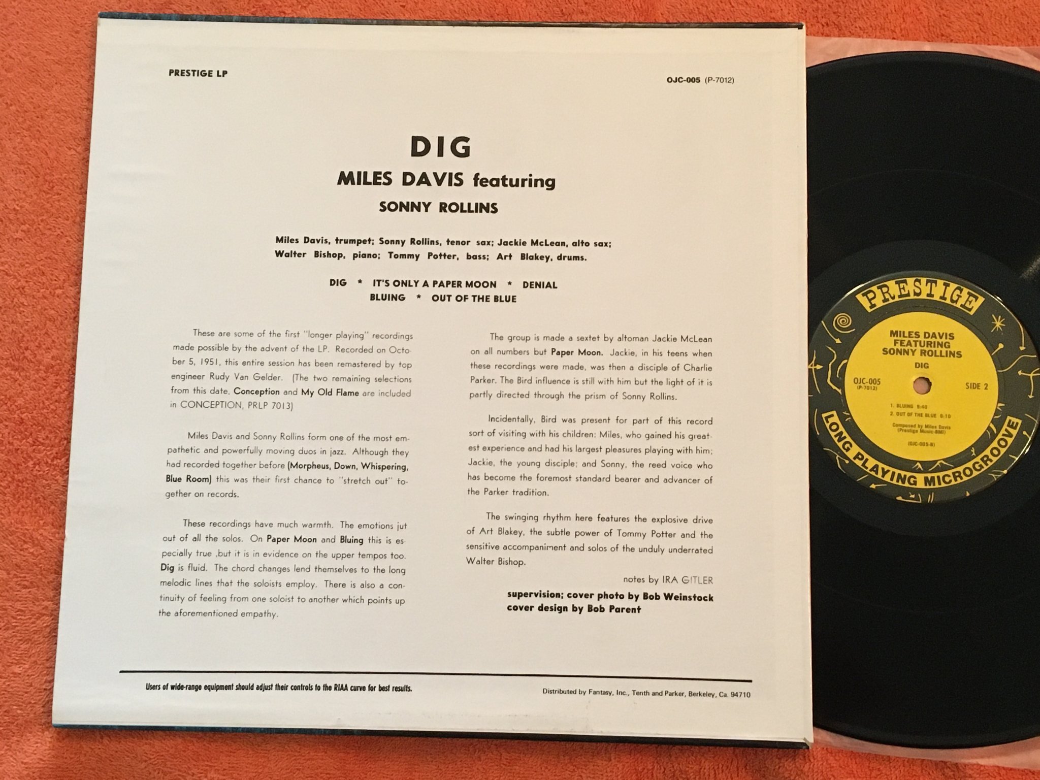 Omslagsbild för skivan MILES DAVIS feat SONNY ROLLINS dig LP US ORIGINAL JAZZ CLASSICS OJC 005