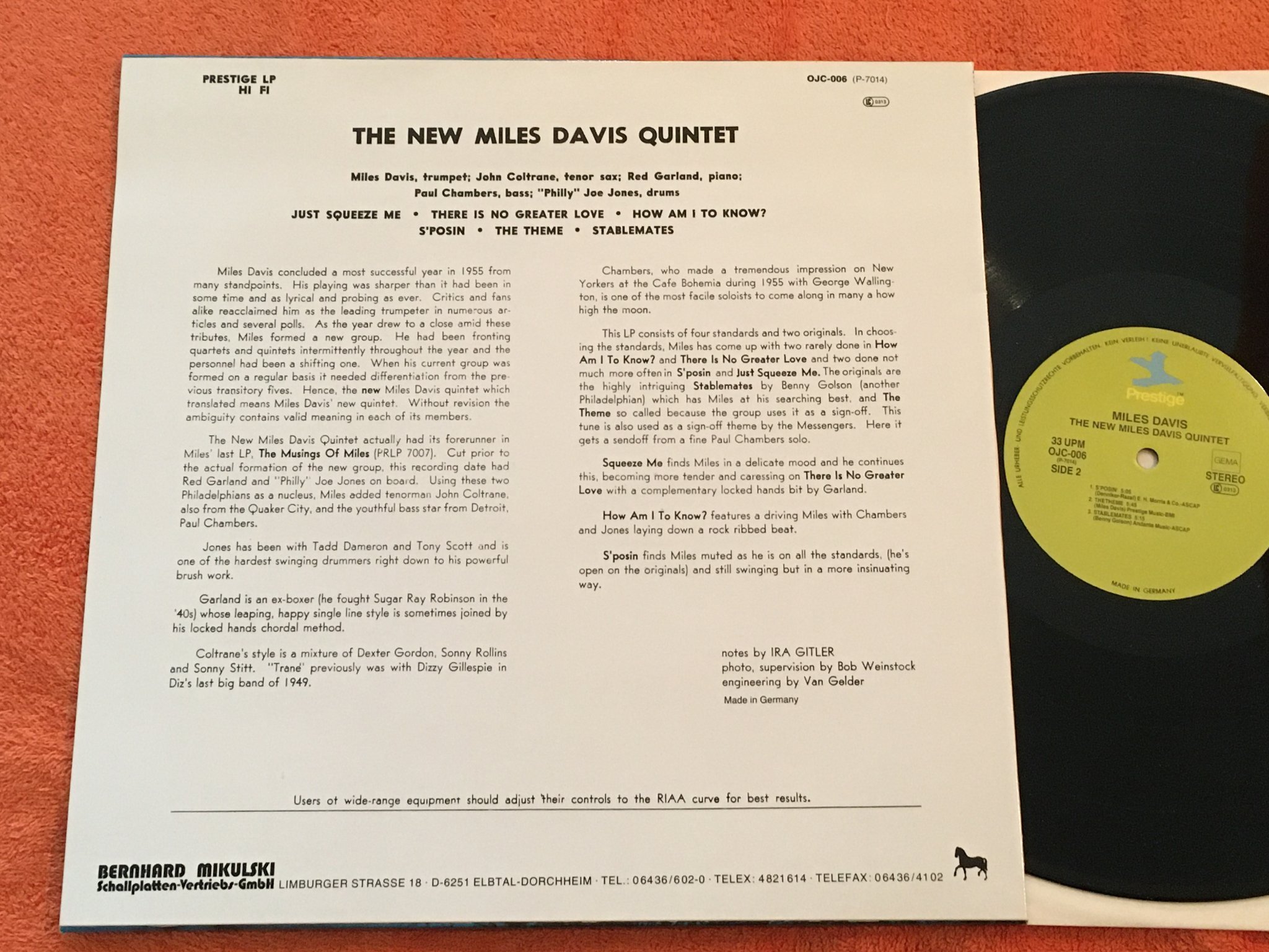 Omslagsbild för skivan MILES DAVIS the new Miles Davis Quintet LP ORIGINAL JAZZ CLASSICS OJC 006