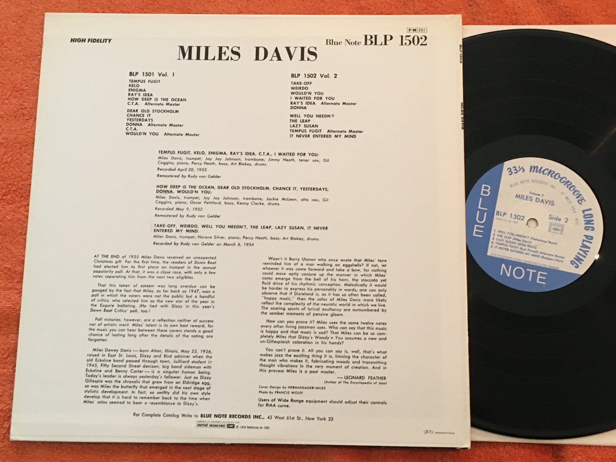Omslagsbild för skivan MILES DAVIS volume 2 LP Fra BLUE NOTE BLP 1502