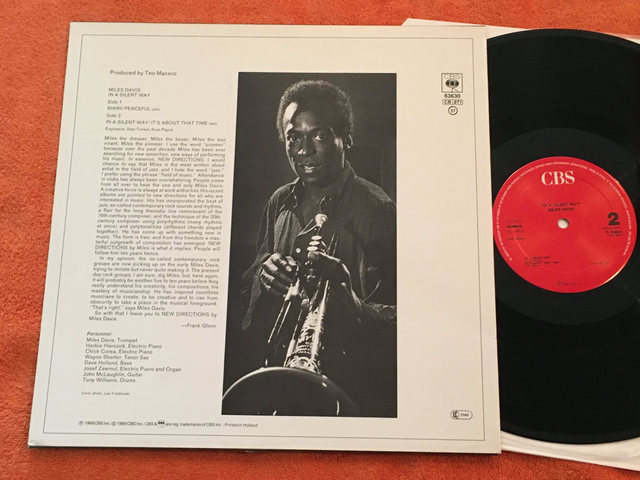 Omslagsbild för skivan MILES DAVIS in a silent way LP re Hol CBS s 63630