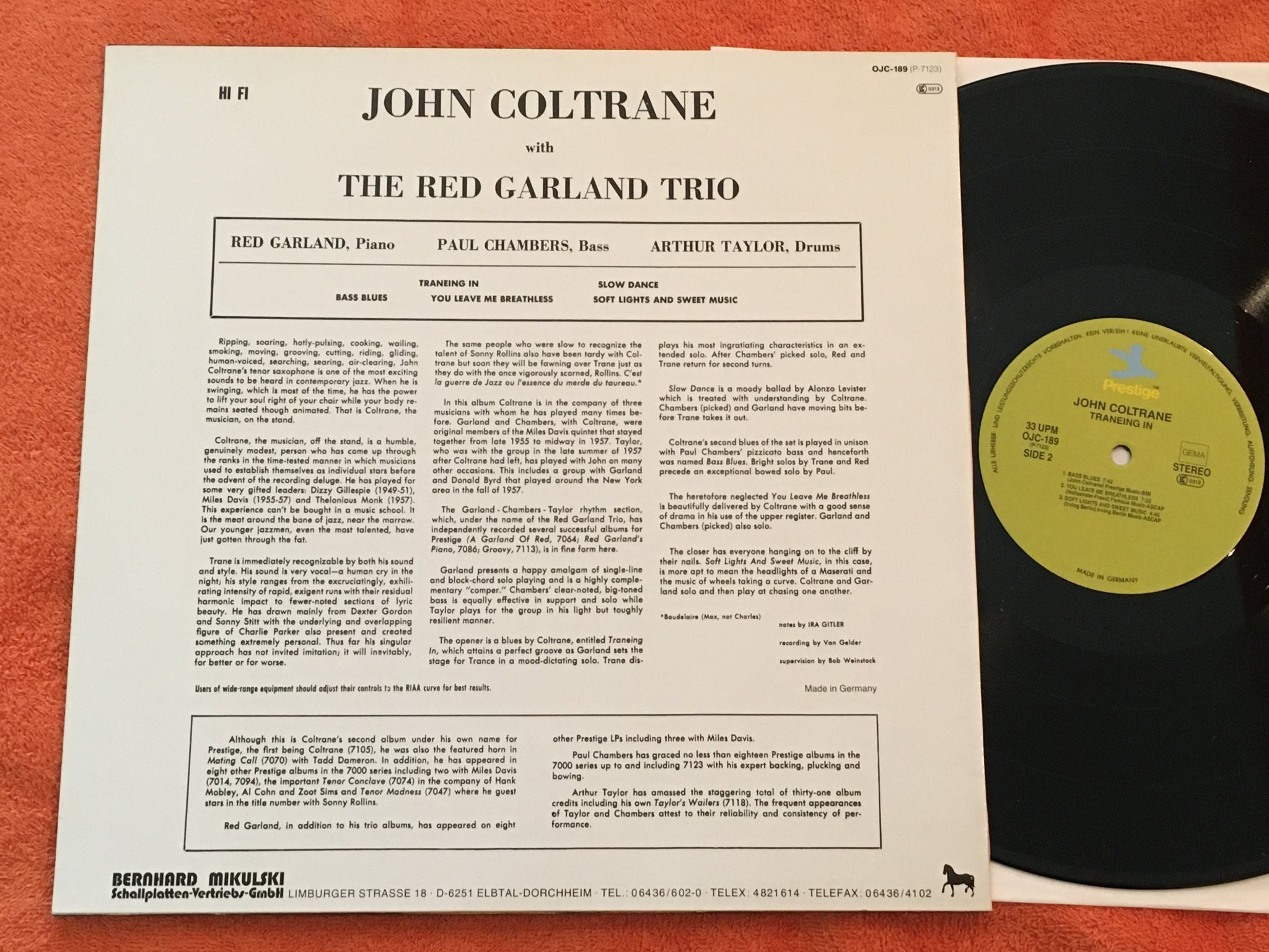 Omslagsbild för skivan JOHN COLTRANE traneing in LP ORIGINAL JAZZ CLASSICS OJC 189