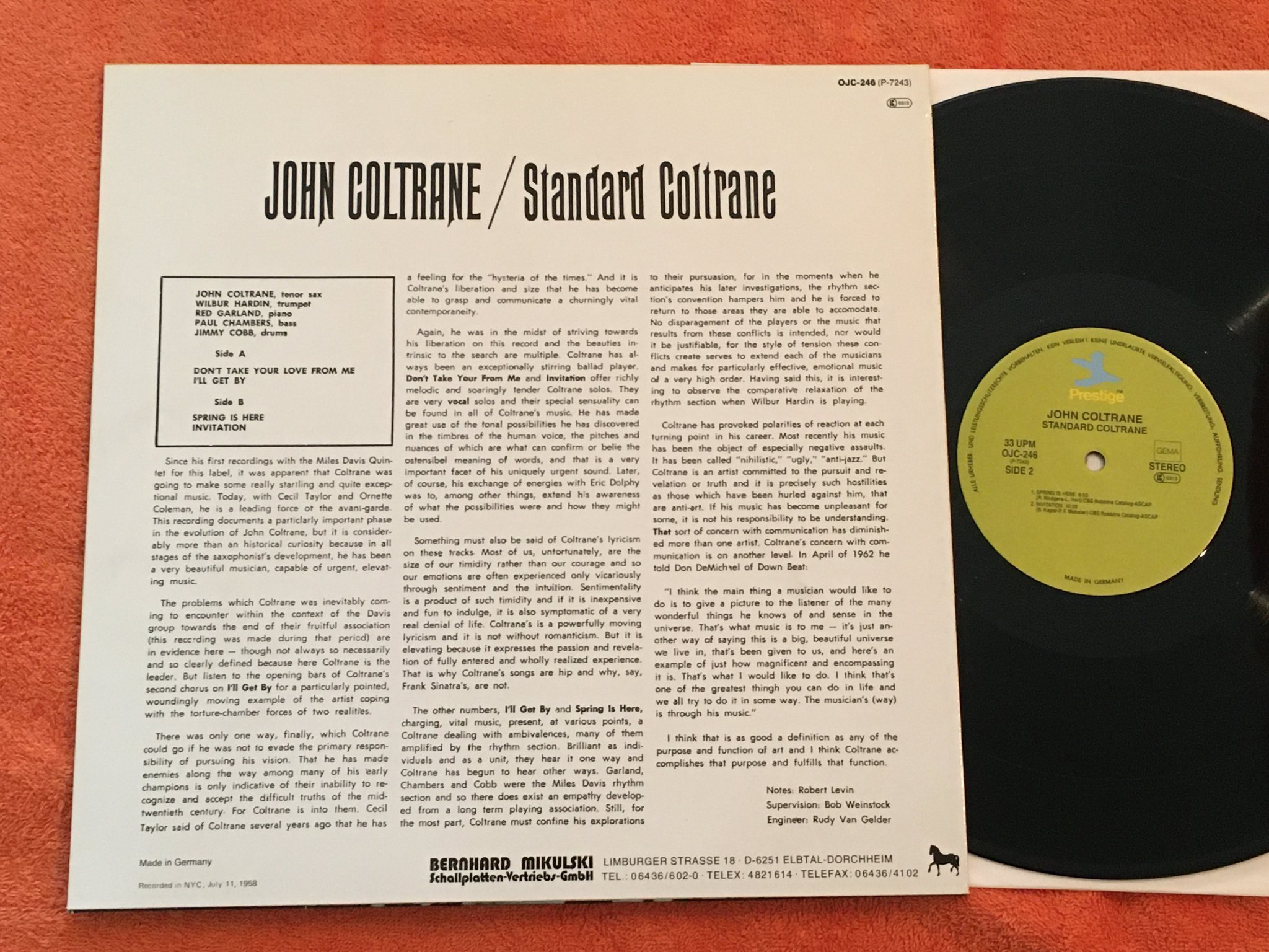 Omslagsbild för skivan JOHN COLTRANE standard Coltrane LP ORIGINAL JAZZ CLASSICS OJC 246