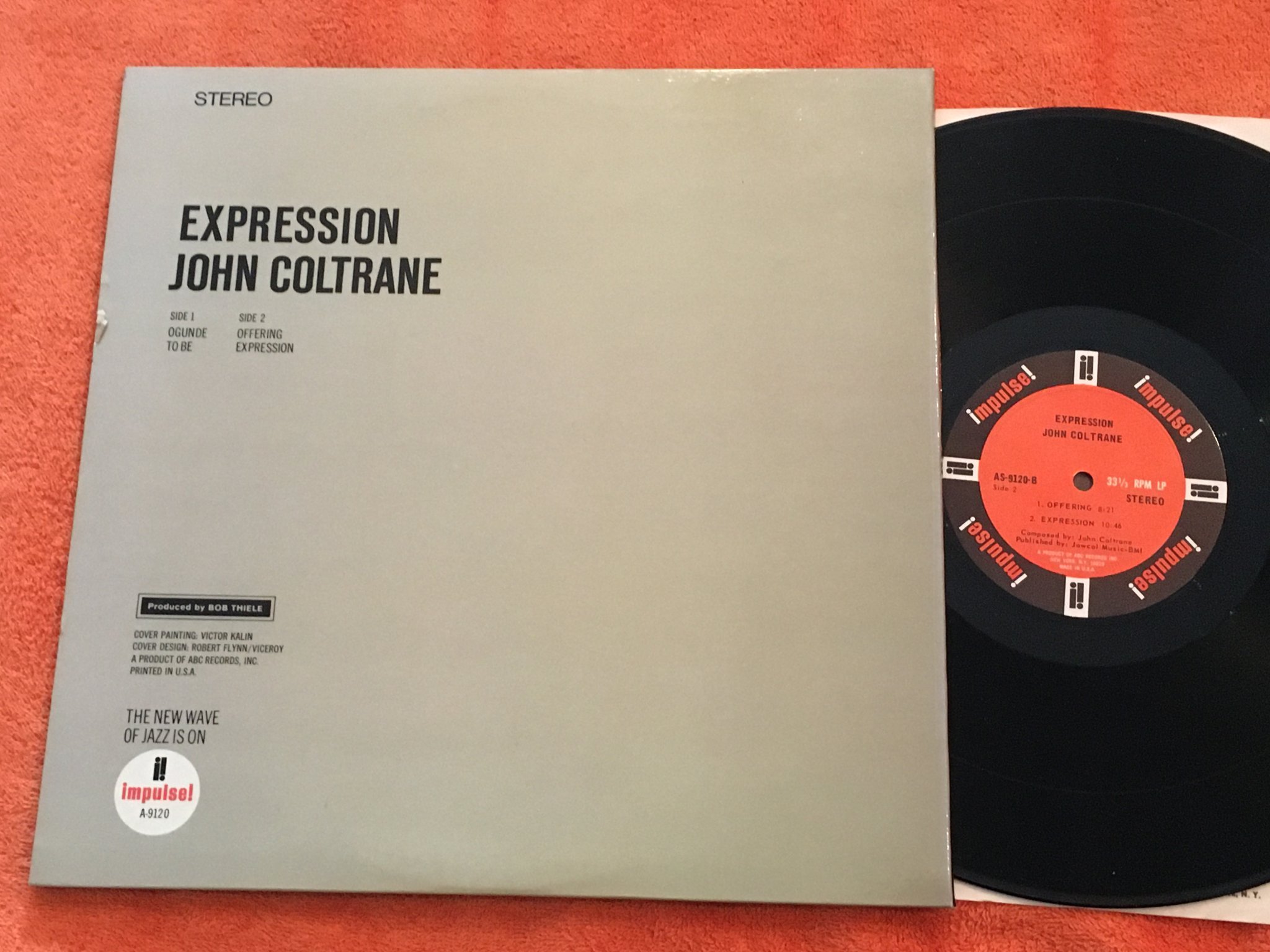 Omslagsbild för skivan JOHN COLTRANE expression LP -67 US IMPULSE AS-9120