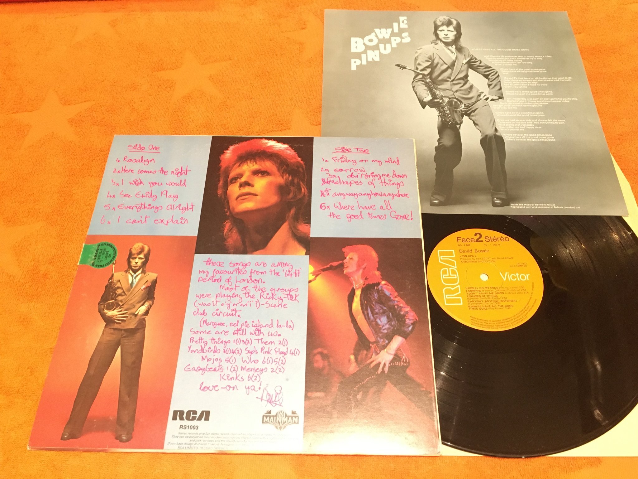 Omslagsbild för skivan DAVID BOWIE pinups LP Fra RCA VICTOR RS 1003