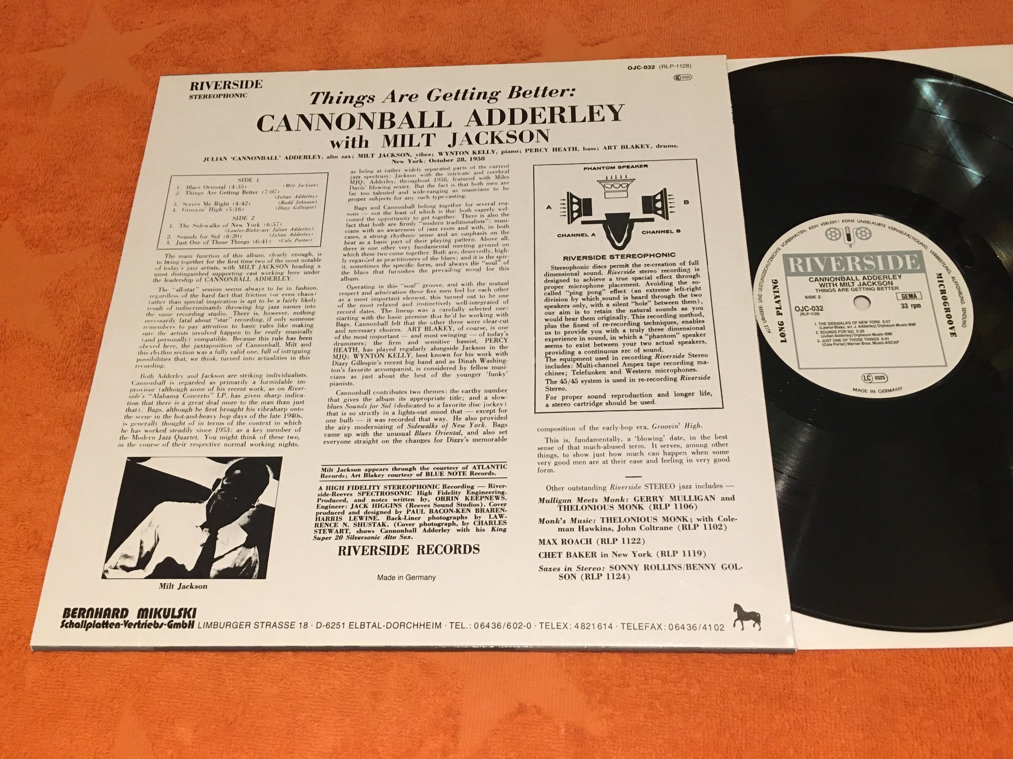 Omslagsbild för skivan CANNONBALL ADDERLEY things are getting better LP  ORIGINAL JAZZ CLASSICS OJC-302