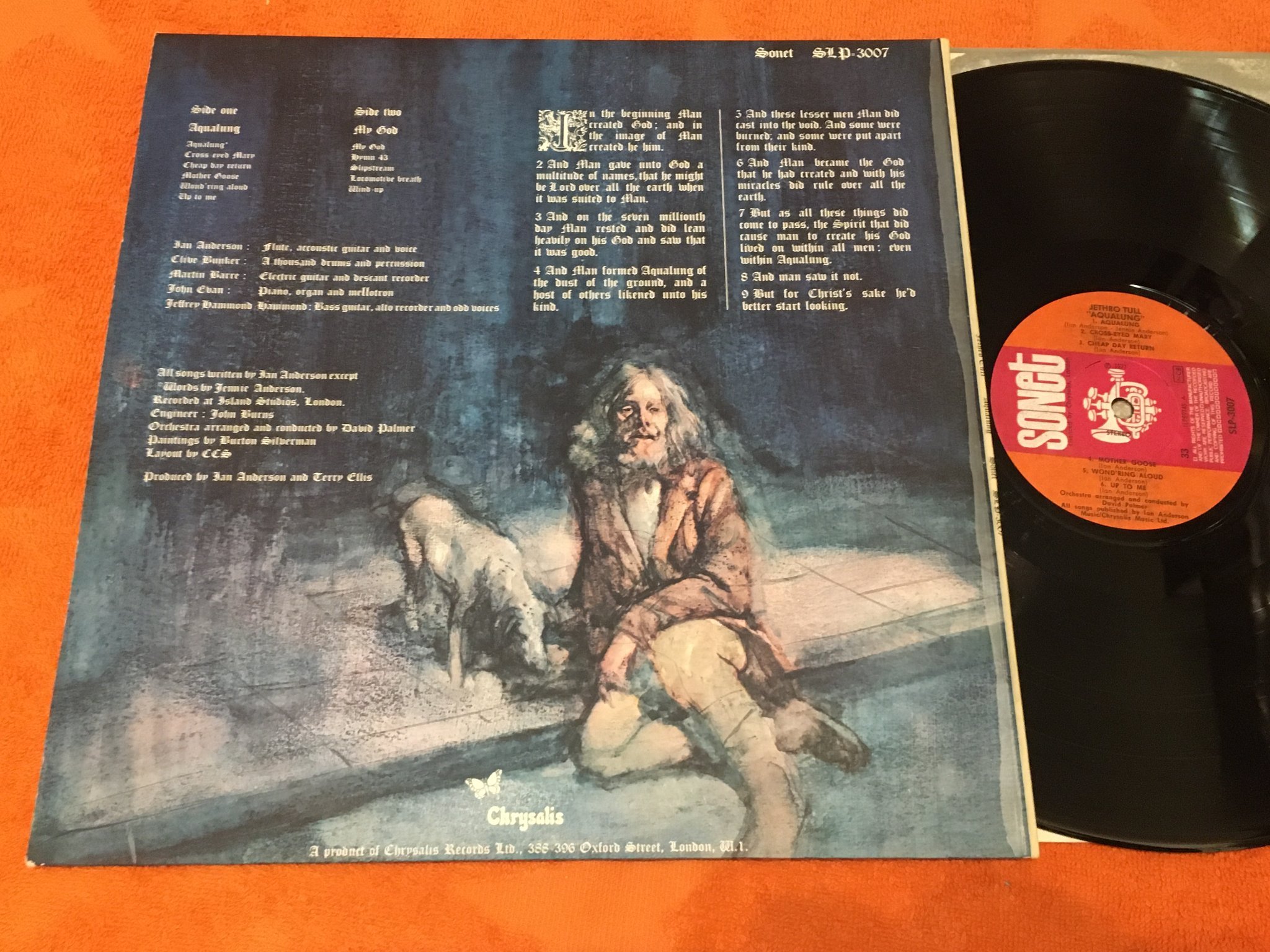 Omslagsbild för skivan JETHRO TULL aqualung LP -71 SONET SLP-3007