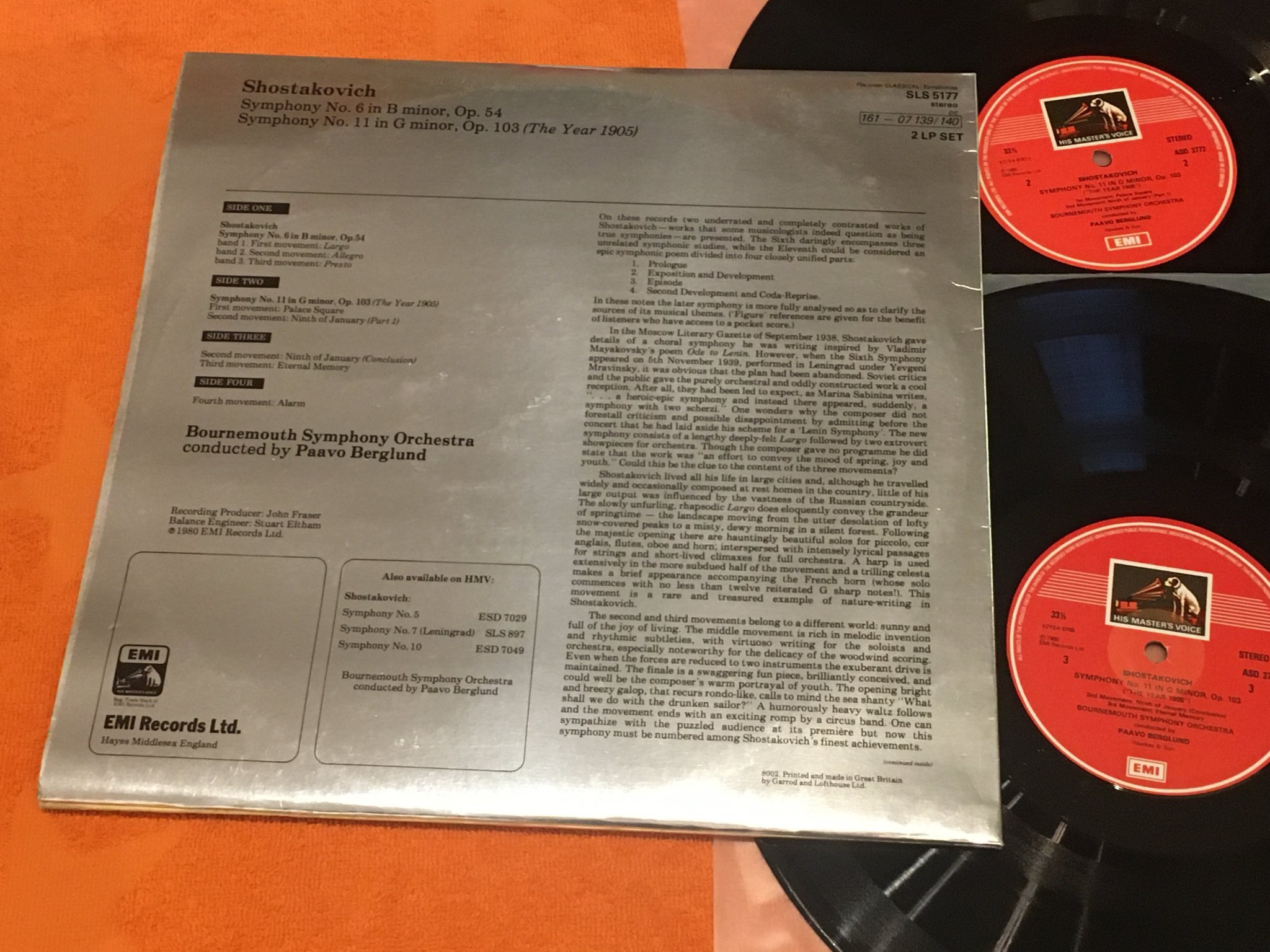 Omslagsbild för skivan PAAVO BERGLUND shostakovich 2xLP -80 UK HIS MASTER’S VOICE SLS 5177