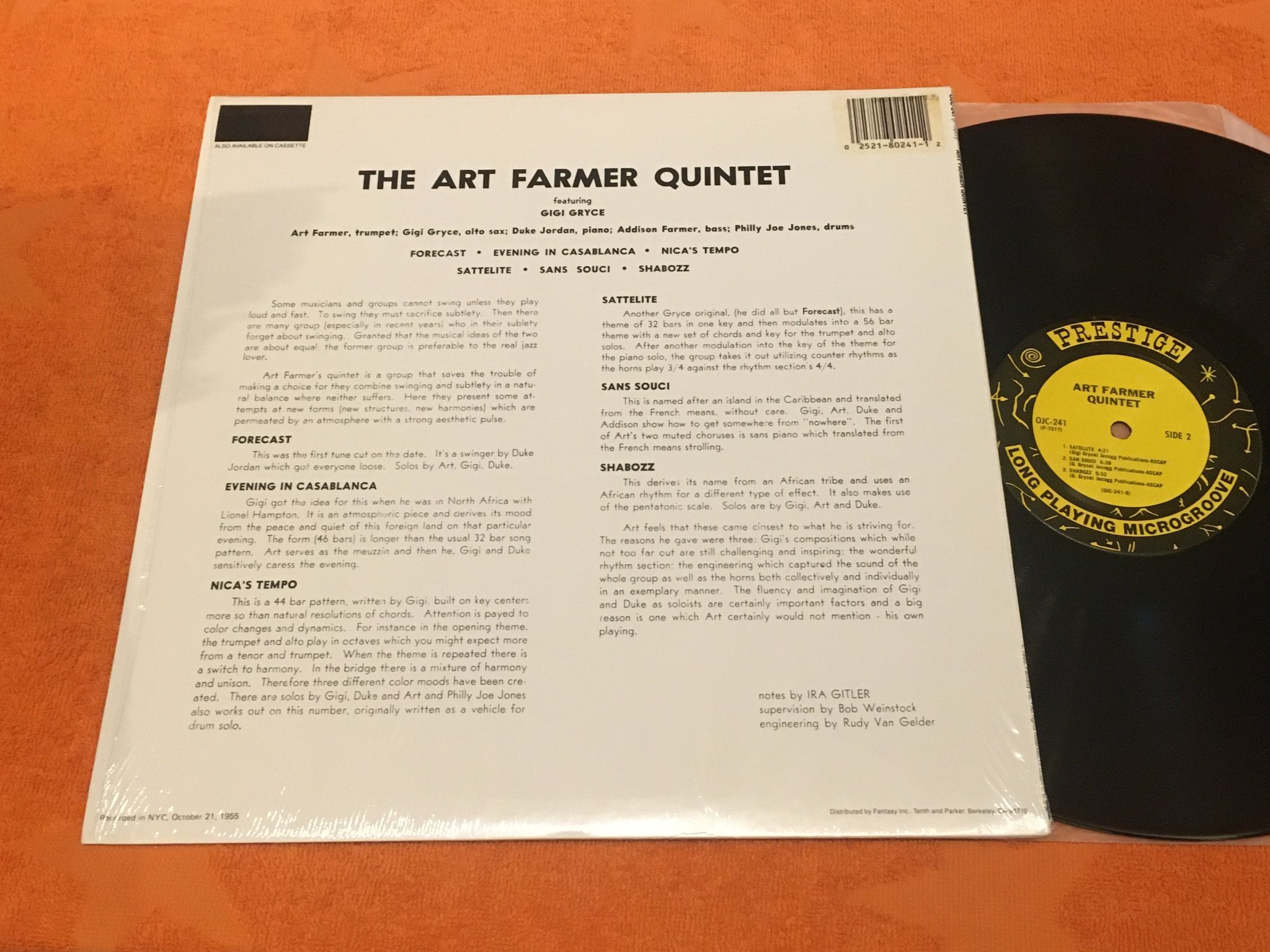 Omslagsbild för skivan ART FARMER QUINTET feat GIGI GRYCE LP US original jazz classics OJC 241