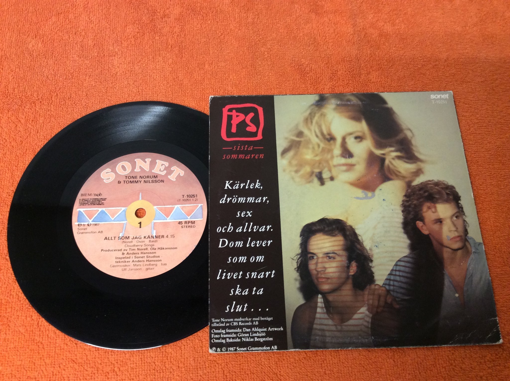 Omslagsbild för skivan TOMMY NILSSON allt som jag känner 7” signerad av Tommy