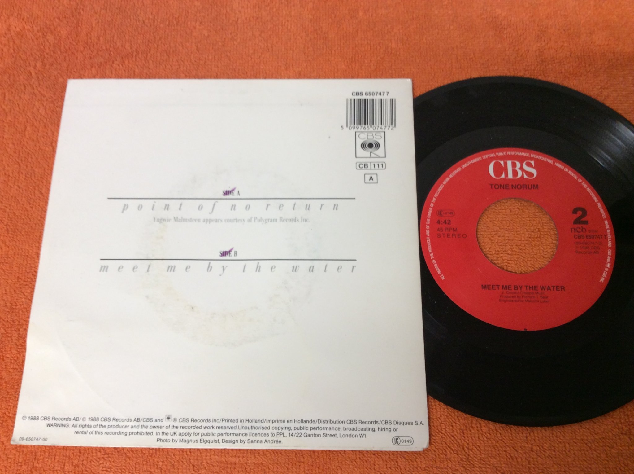 Omslagsbild för skivan TONE NORUM point of no return 7” signerad