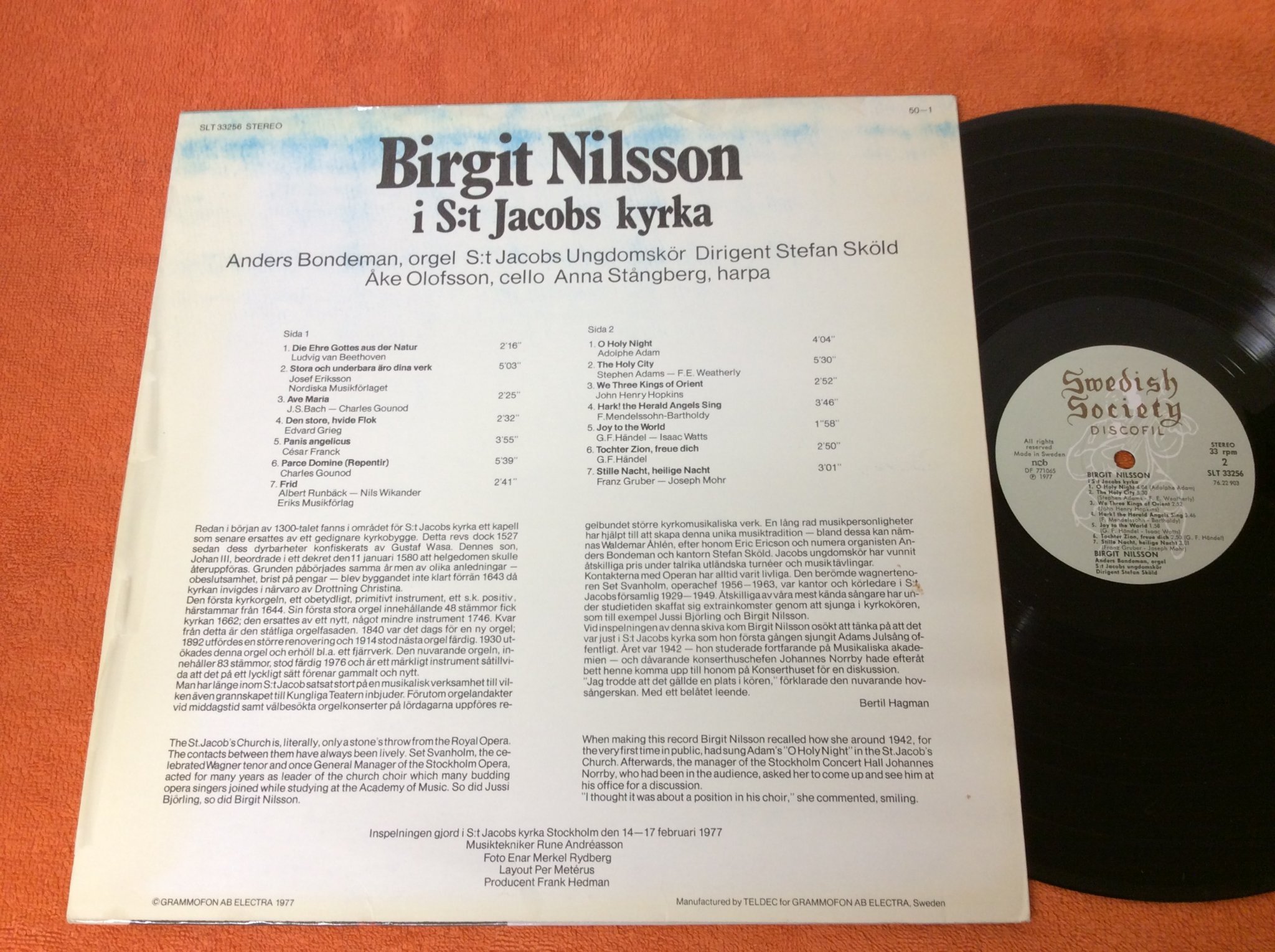 Omslagsbild för skivan BIRGIT NILSSON i St: Jacobs kyrka LP signerad