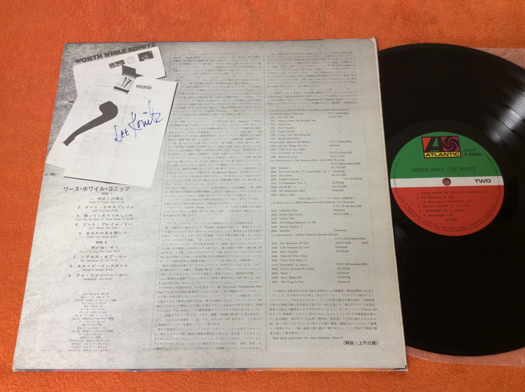Omslagsbild för skivan LEE KONITZ worth while Konitz LP signerad / autograf