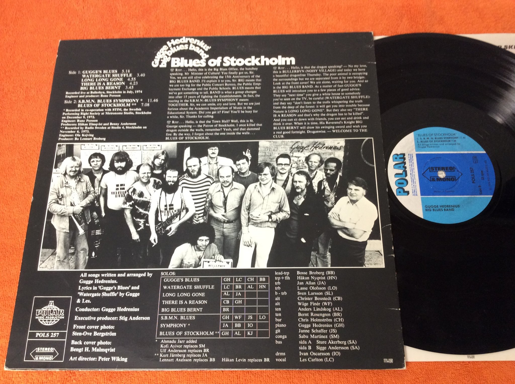 Omslagsbild för skivan GUGGE HEDRENIUS blues of Stockholm LP signed by Gugge