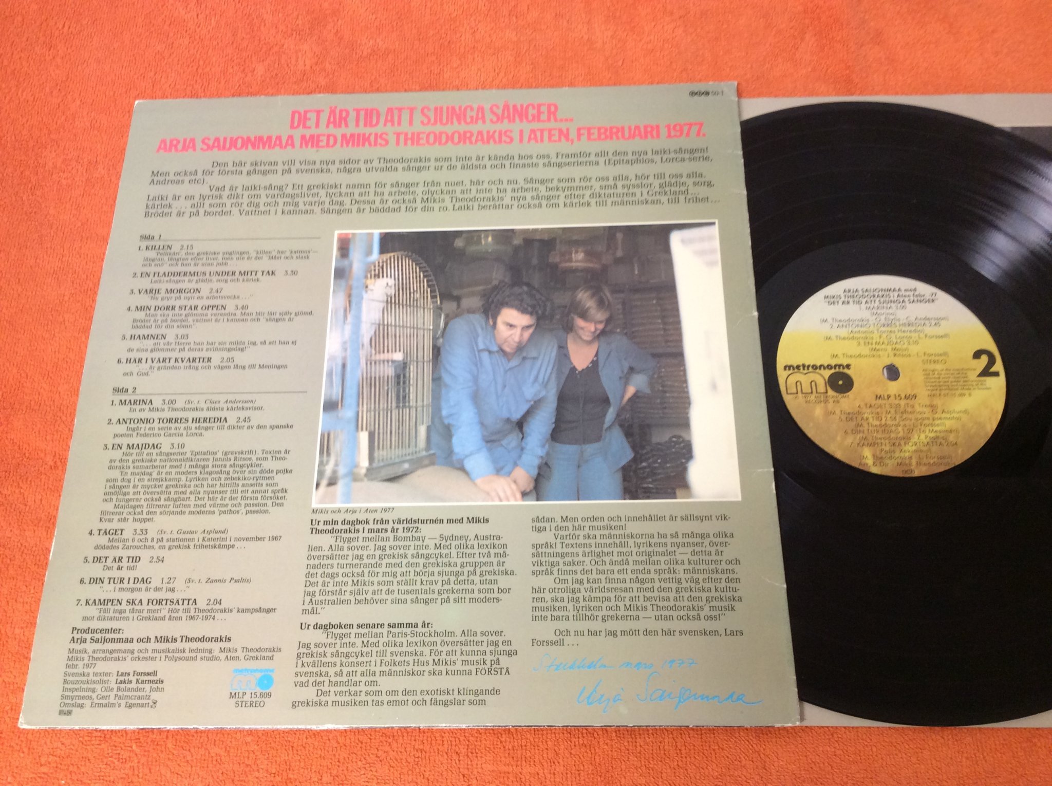 Omslagsbild för skivan ARJA SAIJONMAA det är tid att… LP signerad