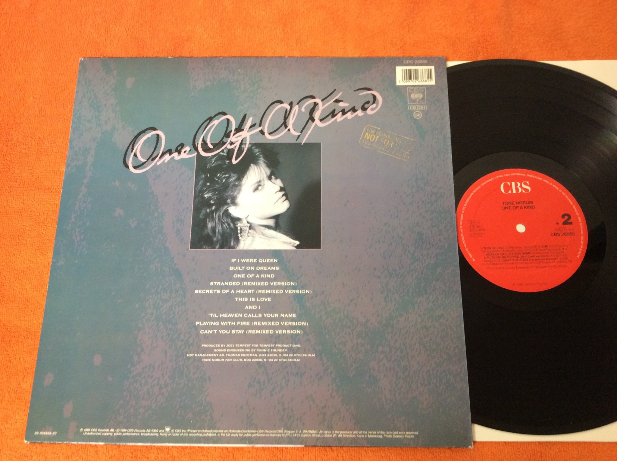 Omslagsbild för skivan TONE NORUM one of a kind LP signerad / promo stamp 