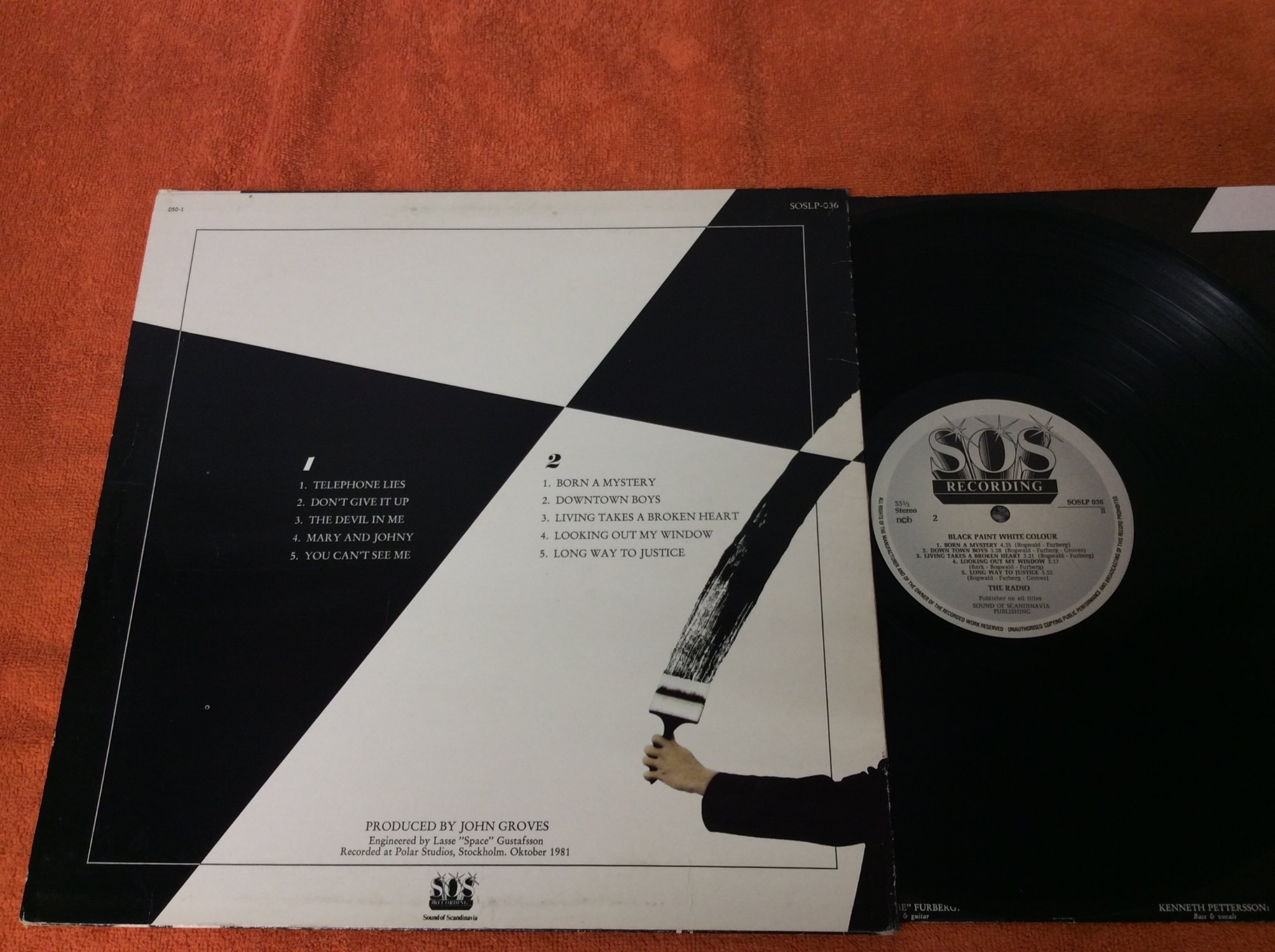 Omslagsbild för skivan THE RADIO black paint white colour LP signerad av alla