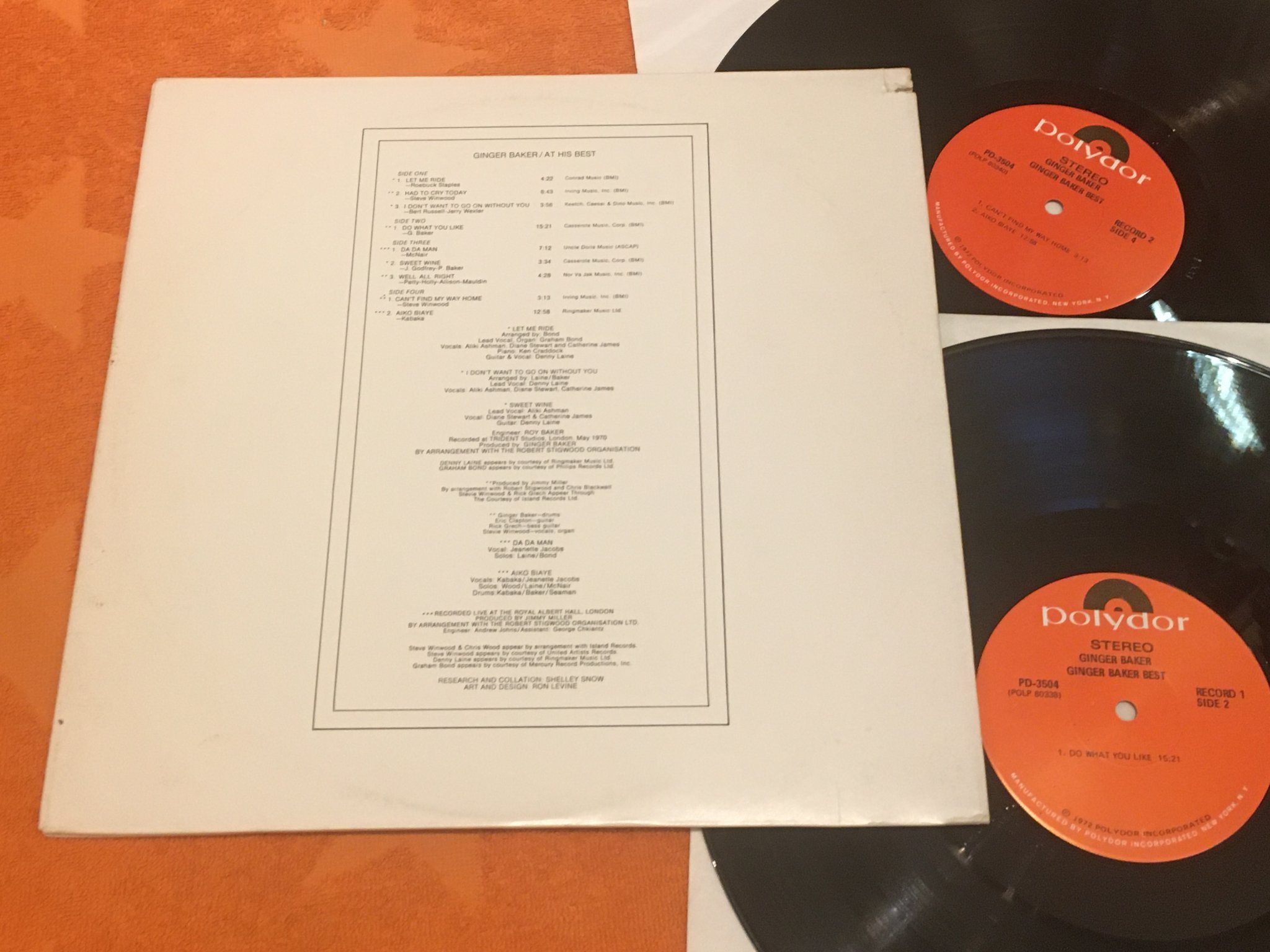 Omslagsbild för skivan GINGER BAKER At His Best 2xLP -72 US POLYDOR PD 3504