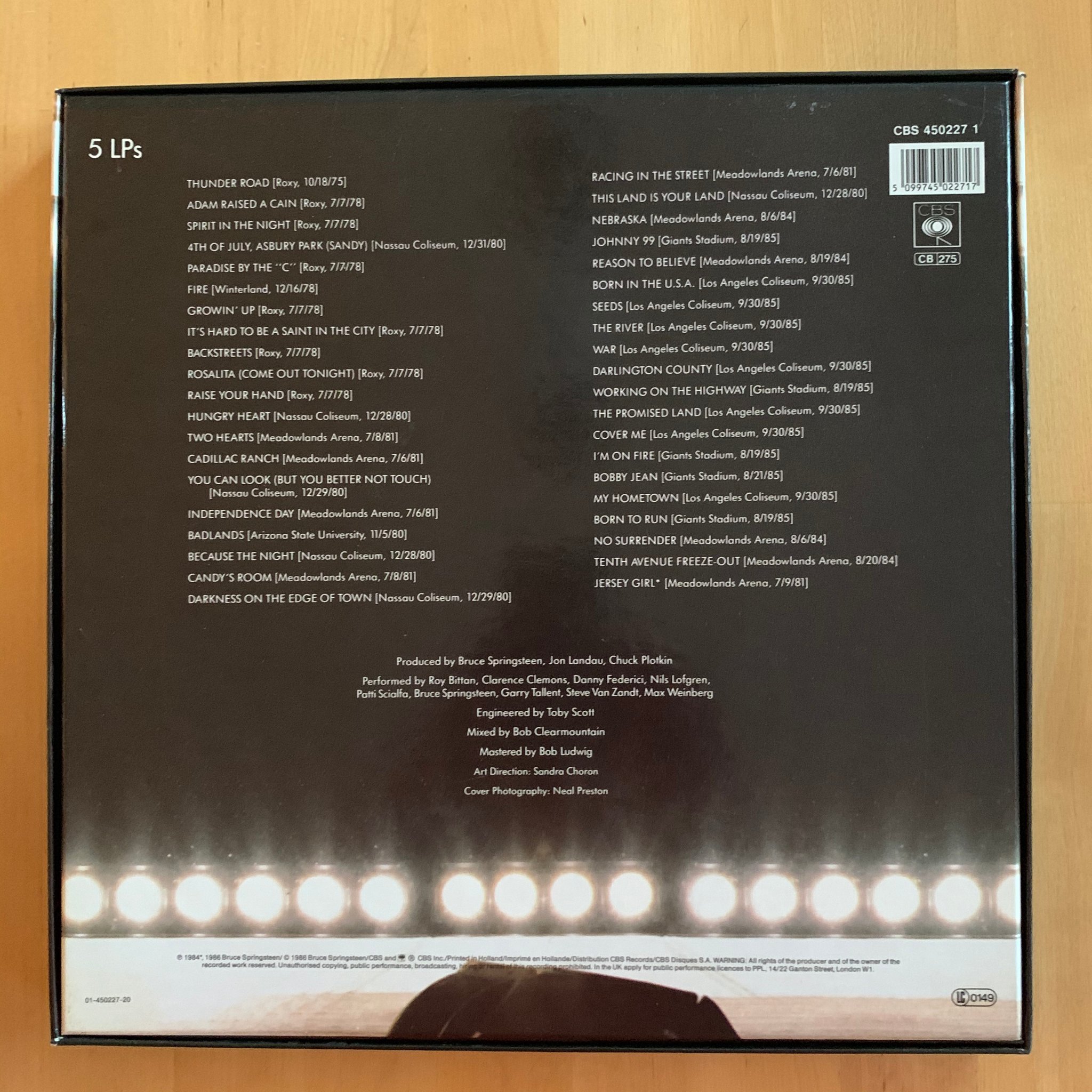 Omslagsbild för skivan Bruce Springsteen LIVE BOX 1975-85