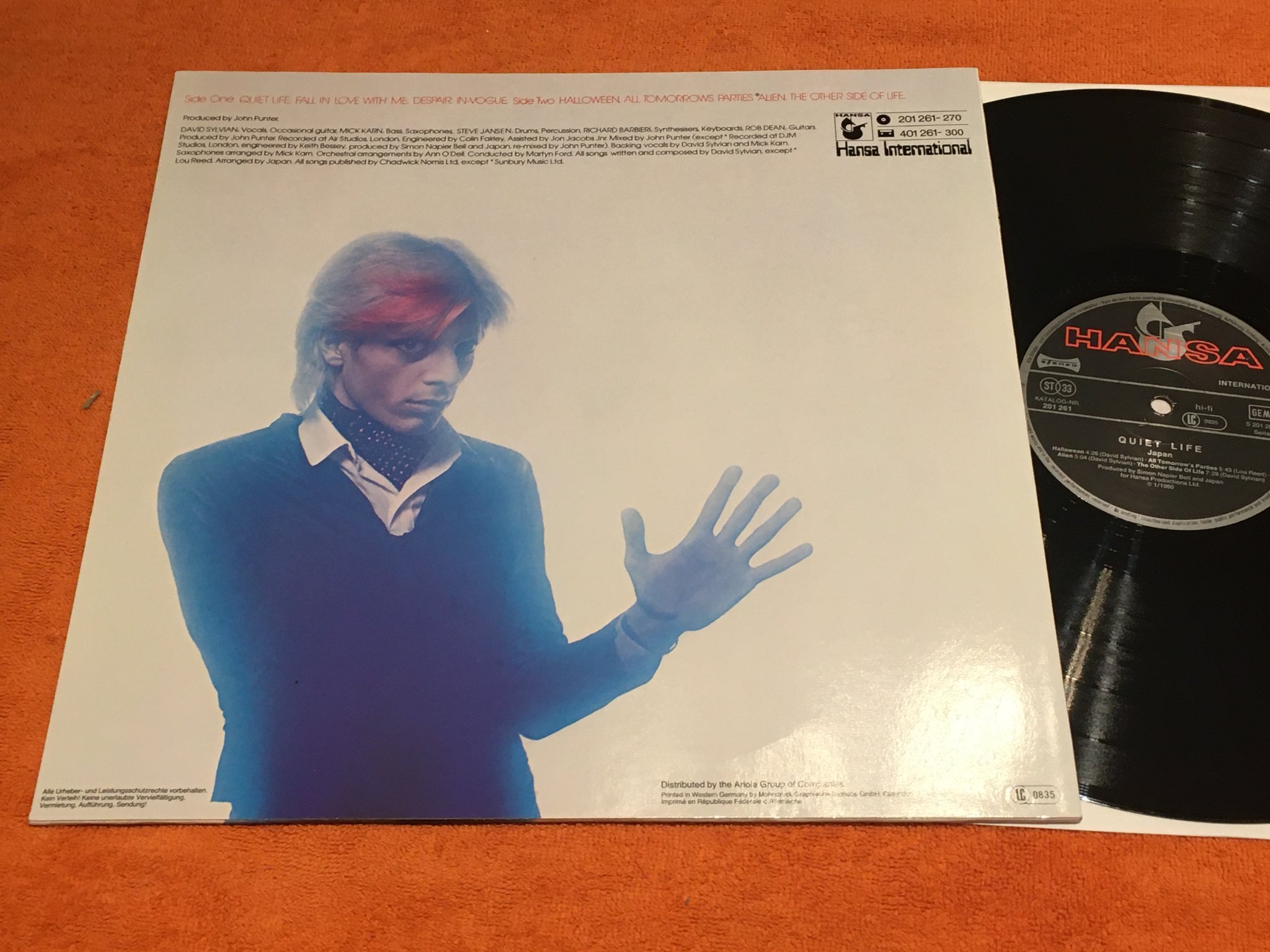 Omslagsbild för skivan JAPAN quiet life LP 80 Ger HANSA 201261 