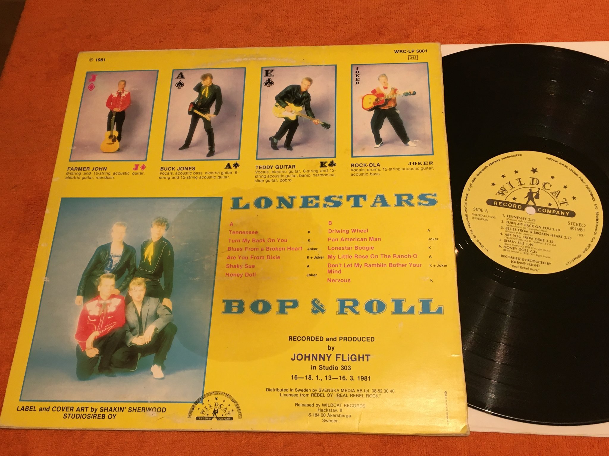 Omslagsbild för skivan LONESTARS bop and roll LP -81 Swe WILDCAT WRC-LP 5001