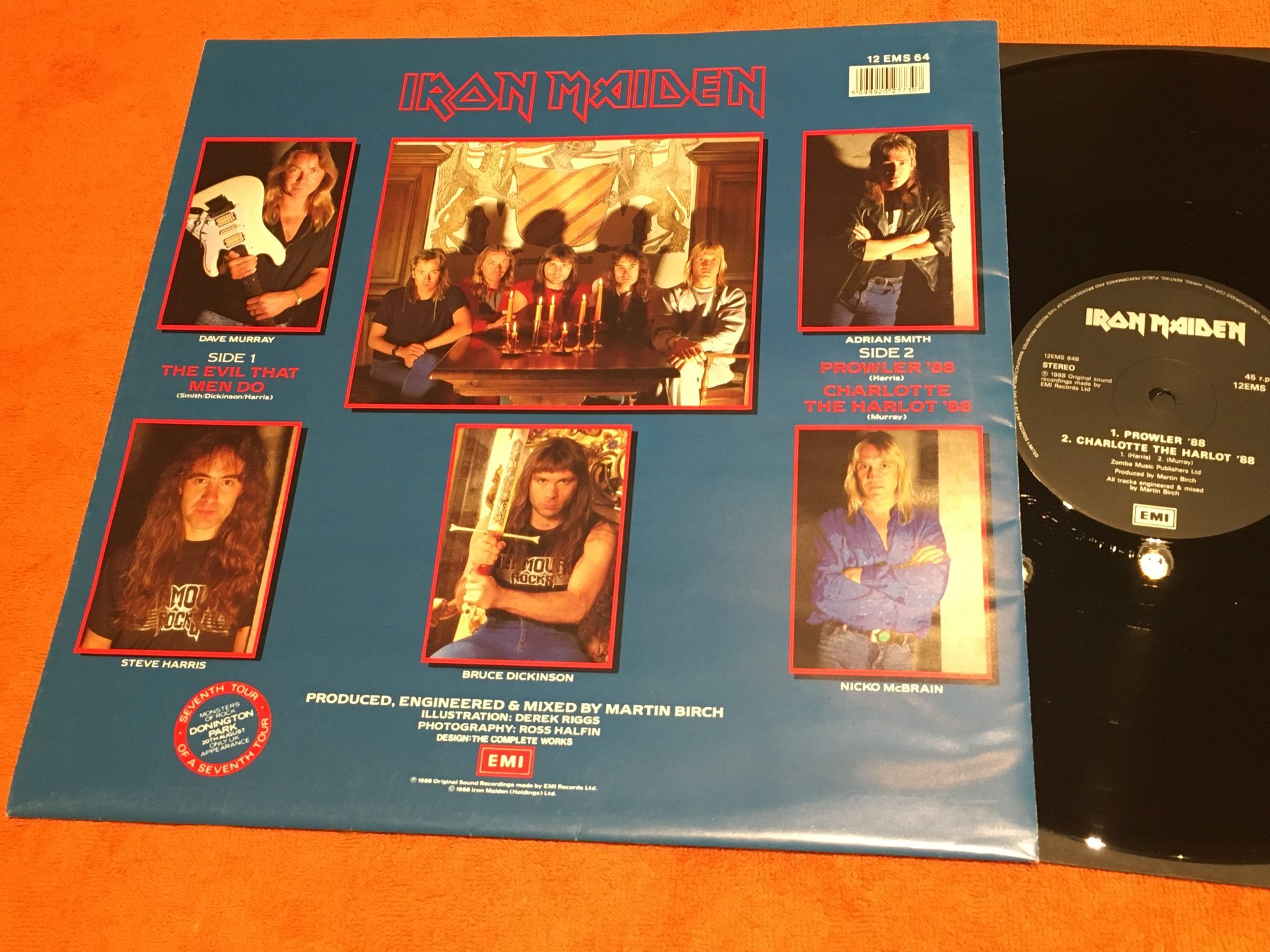Omslagsbild för skivan IRON MAIDEN the evil that men do 12"single -88 UK 12EMS 64 rare POSTER SLEEVE