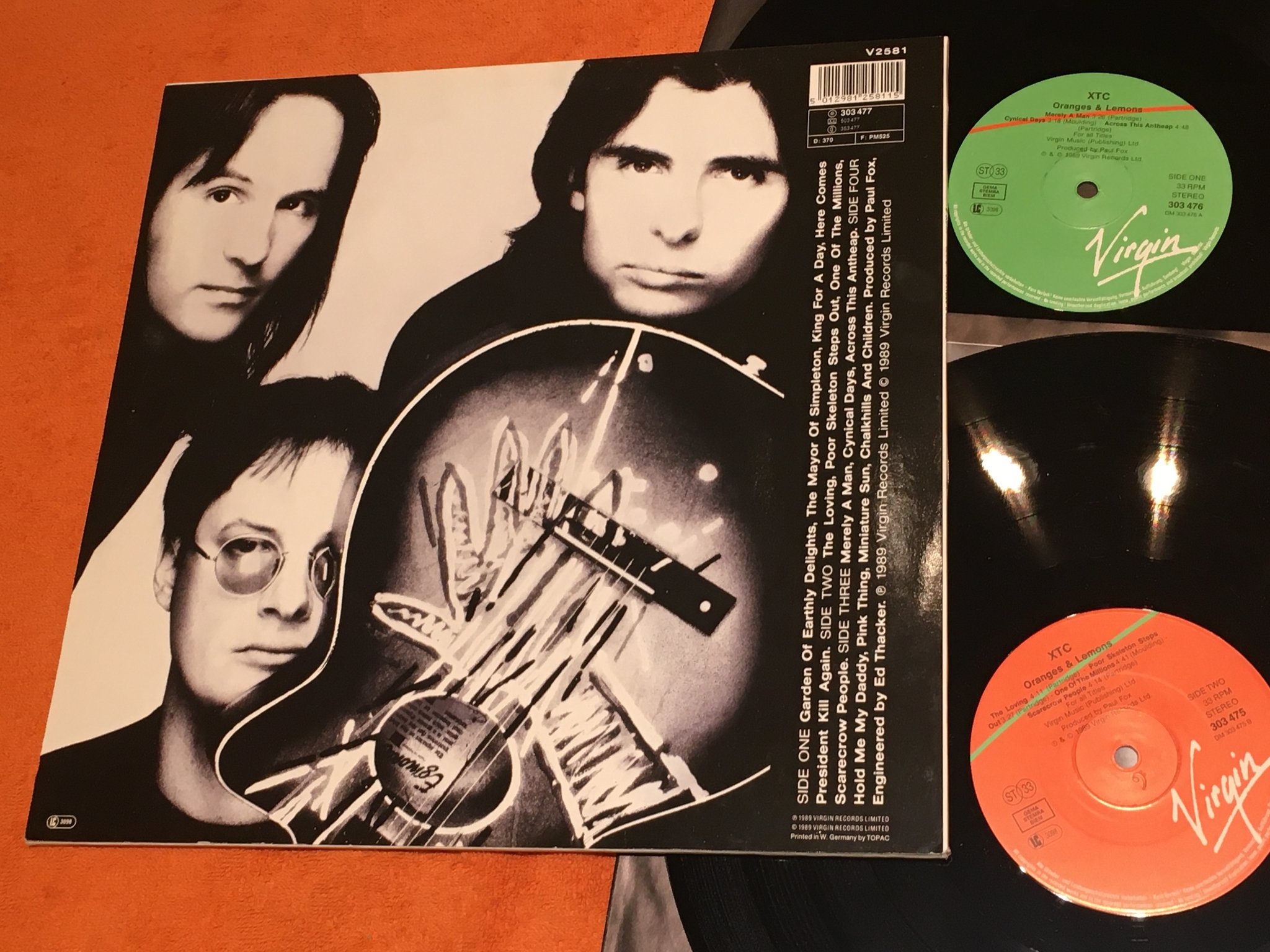 Omslagsbild för skivan XTC  Oranges & Lemons 2xLP -89 VIRGIN V2581
